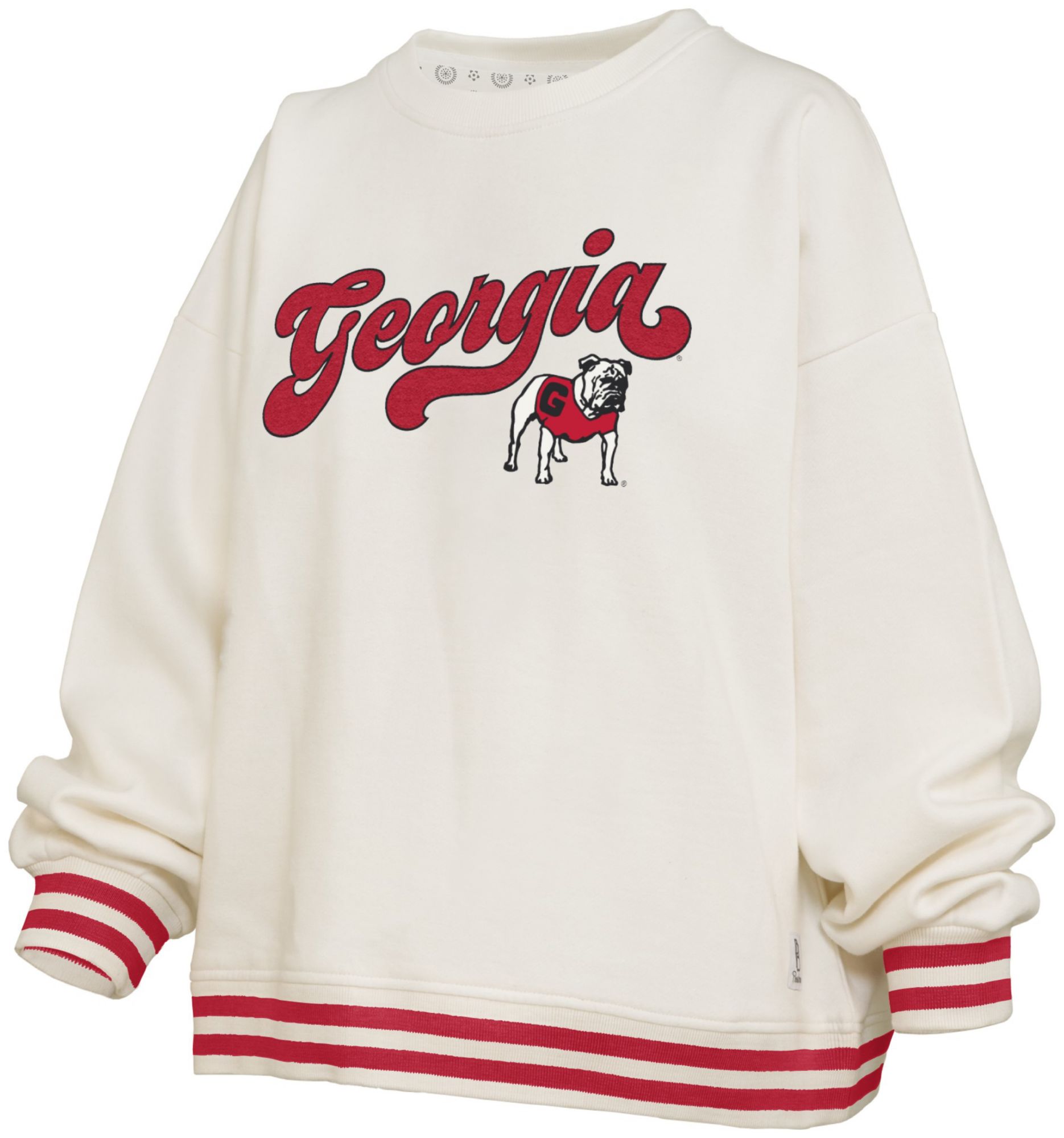 Pressbox Women's Georgia Bulldogs White Chenille Crewneck Sweatshirt