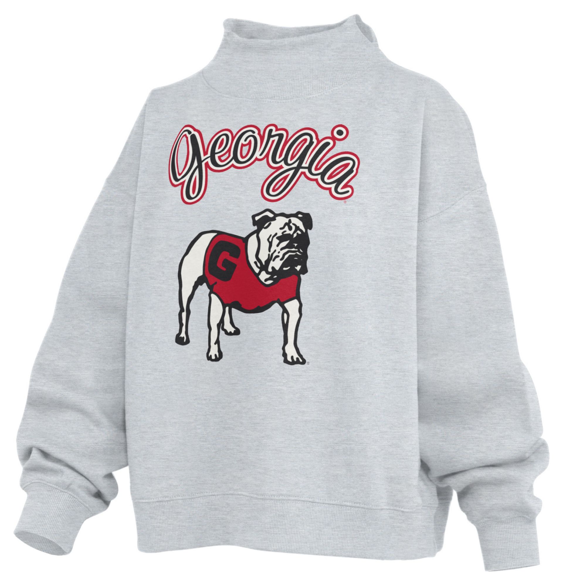 Pressbox Women's Georgia Bulldogs White Mock Neck Sweatshirt