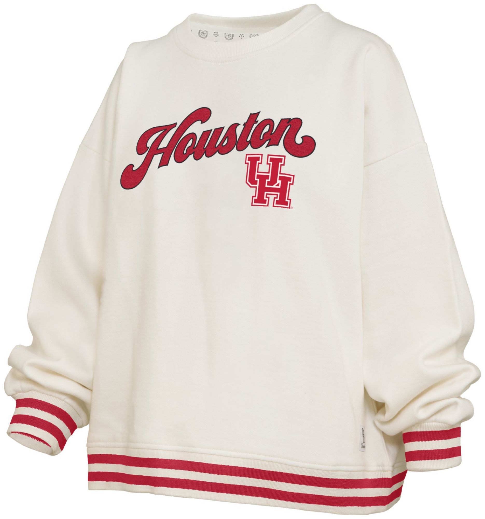 Pressbox Women's Houston Cougars White Chenille Crewneck Sweatshirt