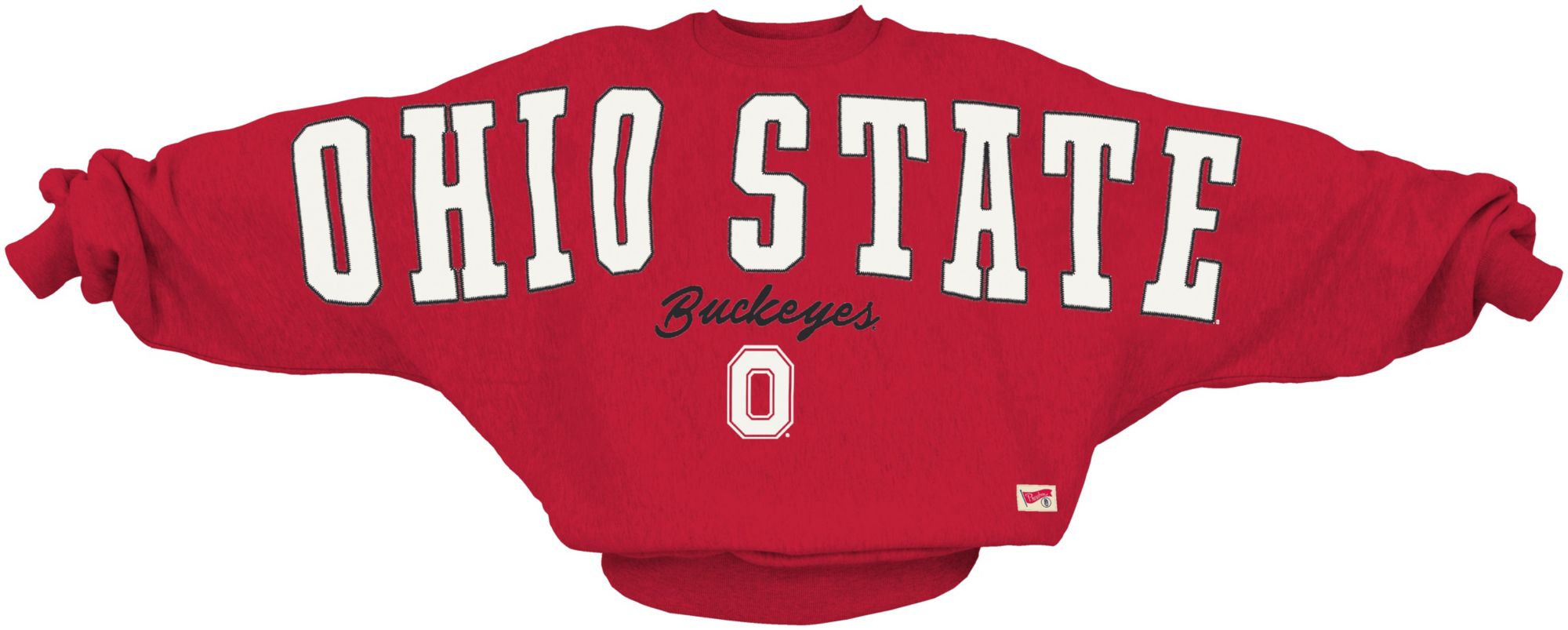 Pressbox Women's Ohio State Buckeyes Red Flannigan Oversized Crewneck Sweatshirt