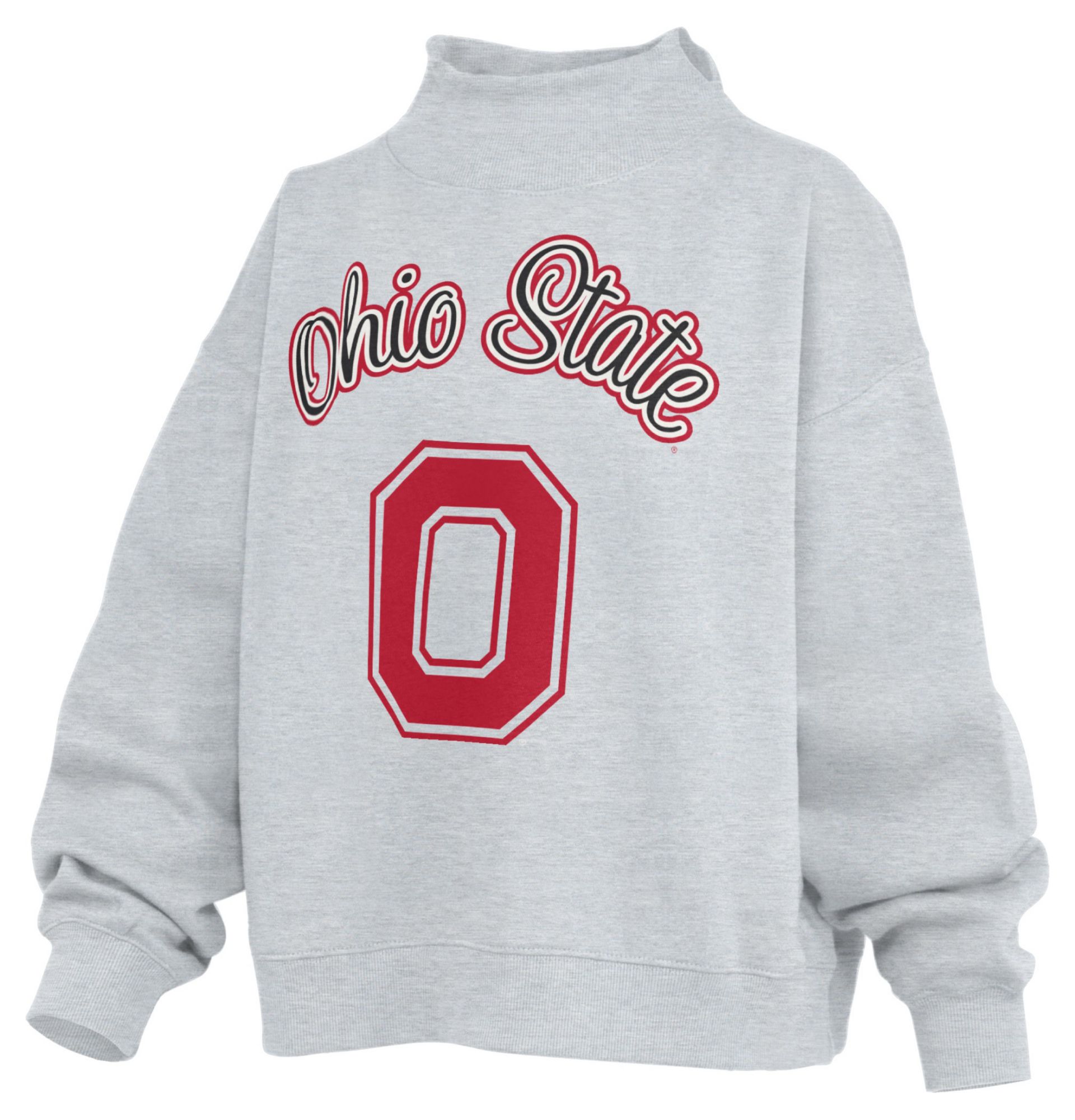 Pressbox Women's Ohio State Buckeyes White Mock Neck Sweatshirt