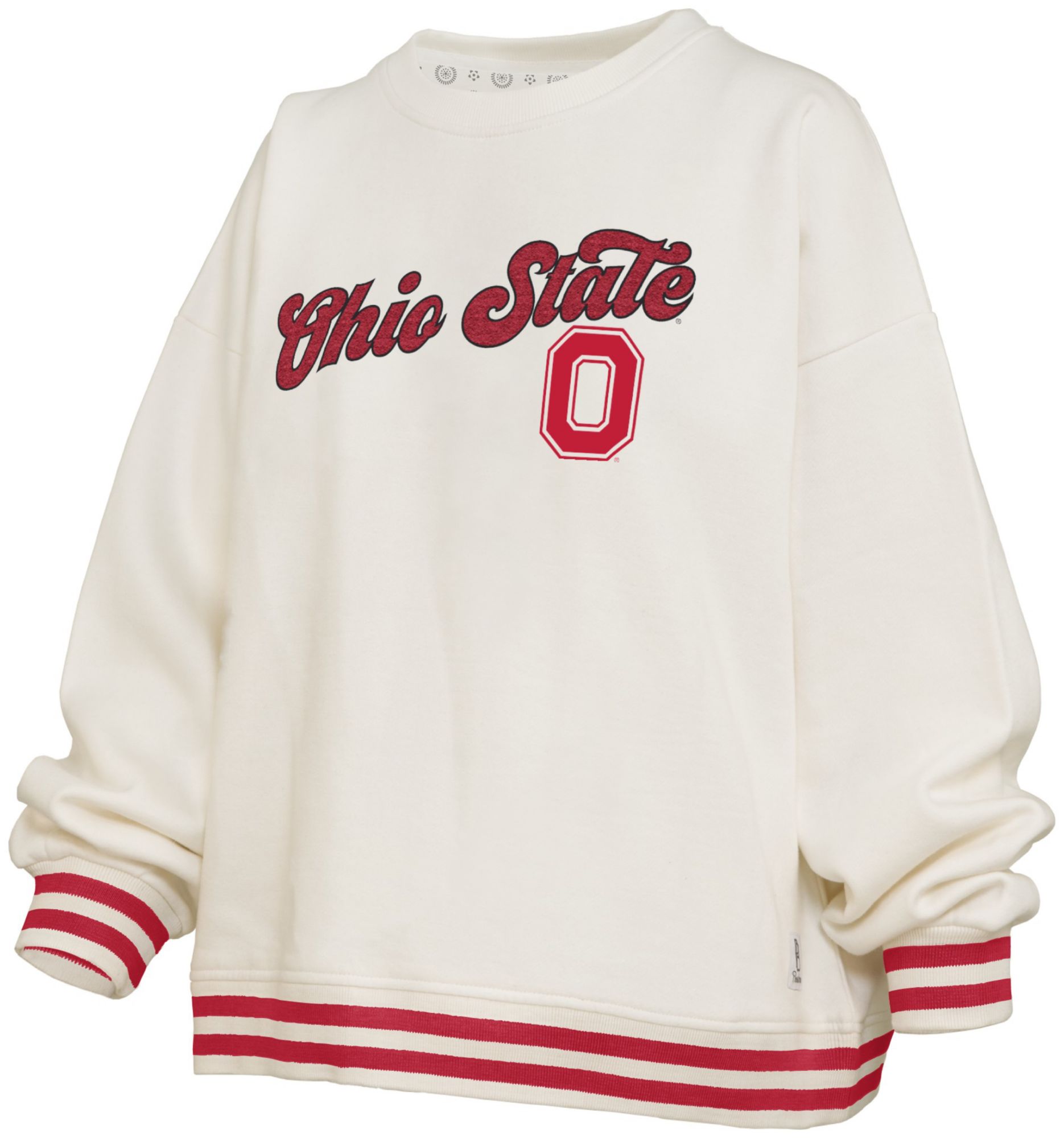 Pressbox Women's Ohio State Buckeyes White Chenille Crewneck Sweatshirt, Large