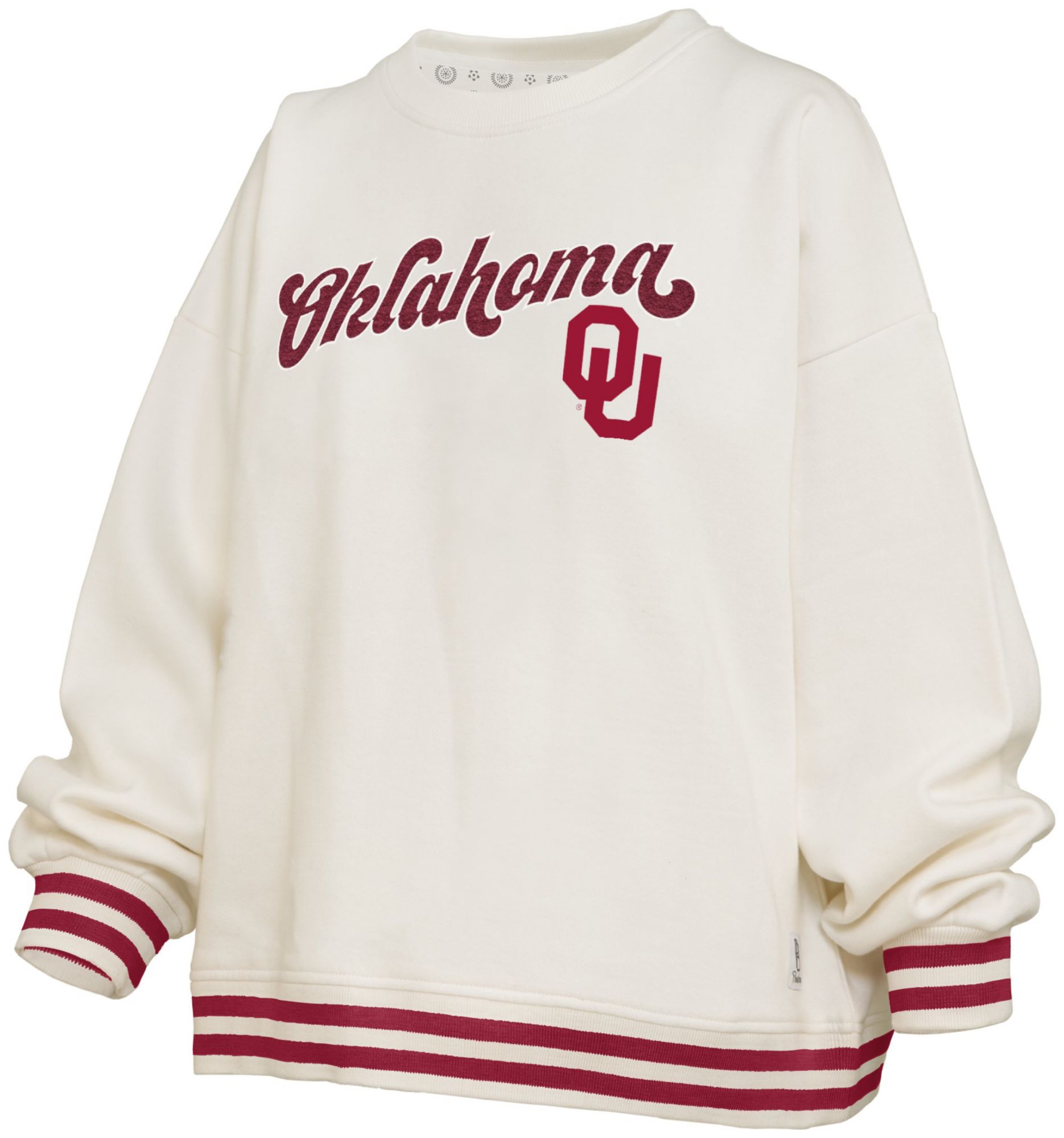 Pressbox Women's Oklahoma Sooners White Chenille Crewneck Sweatshirt, XL