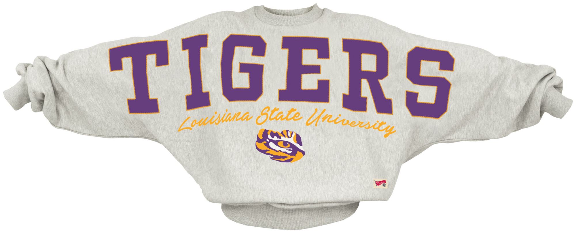 Pressbox Women's LSU Tigers White Flannigan Oversized Crewneck Sweatshirt