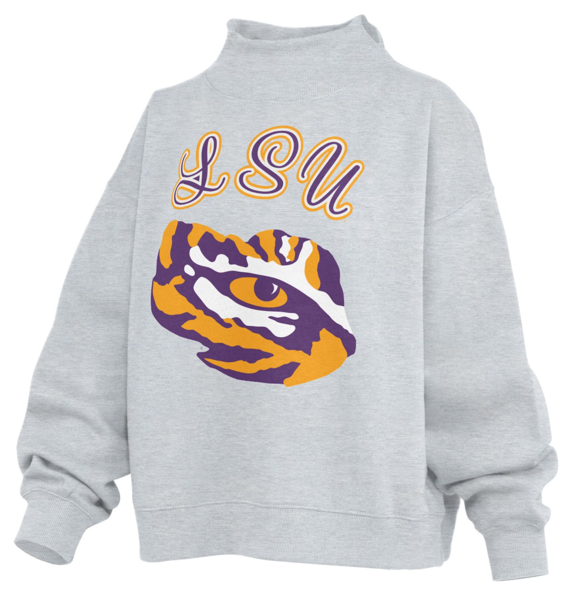 Pressbox Women's LSU Tigers White Mock Neck Sweatshirt