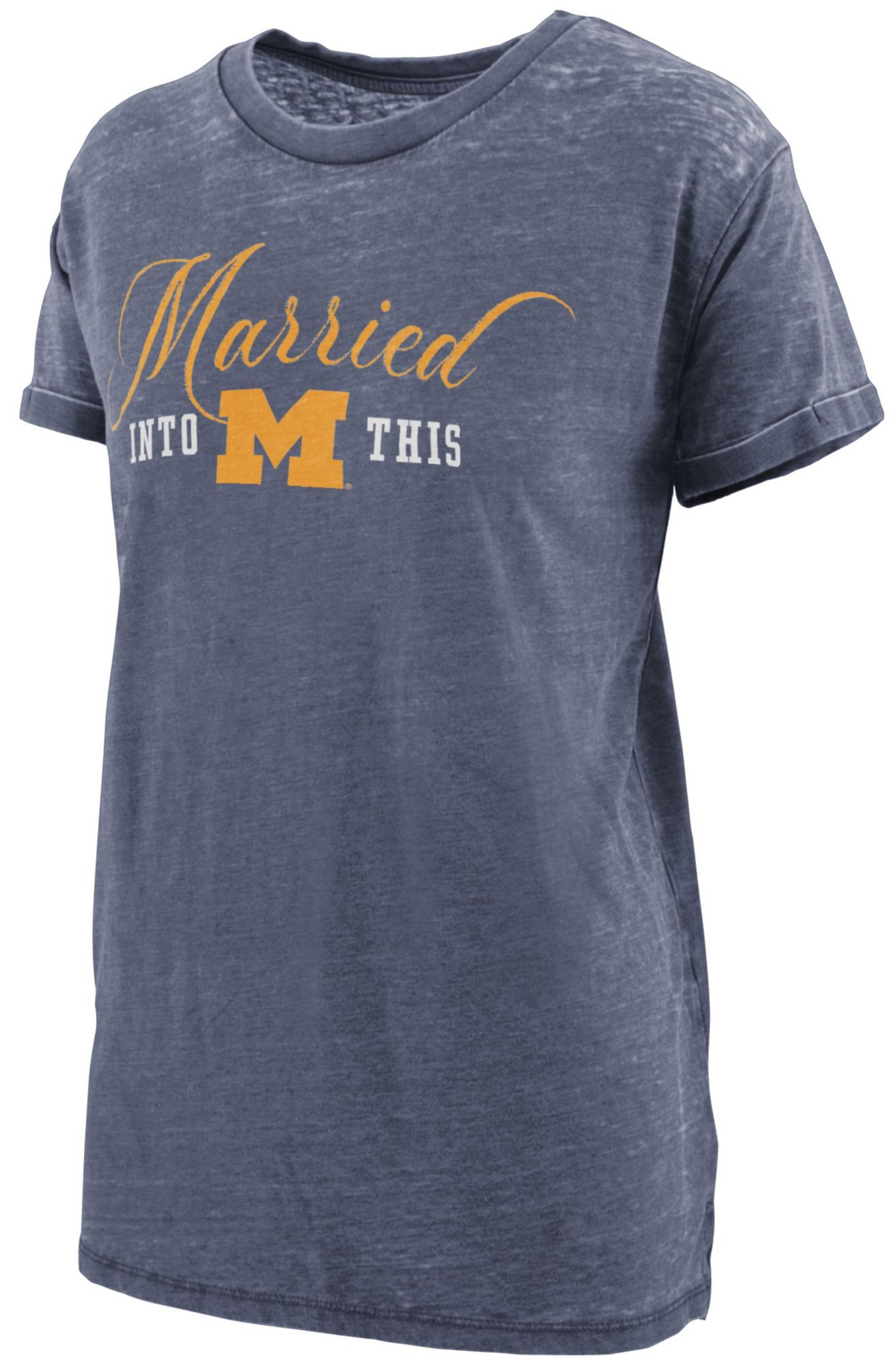 Pressbox Women's Michigan Wolverines Navy Married Into This T-Shirt