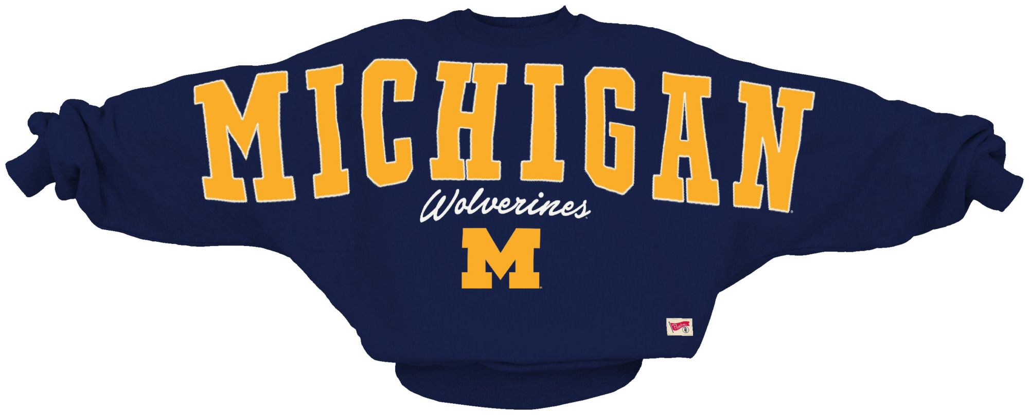 Pressbox Women's Michigan Wolverines Navy Flannigan Oversized Crewneck Sweatshirt