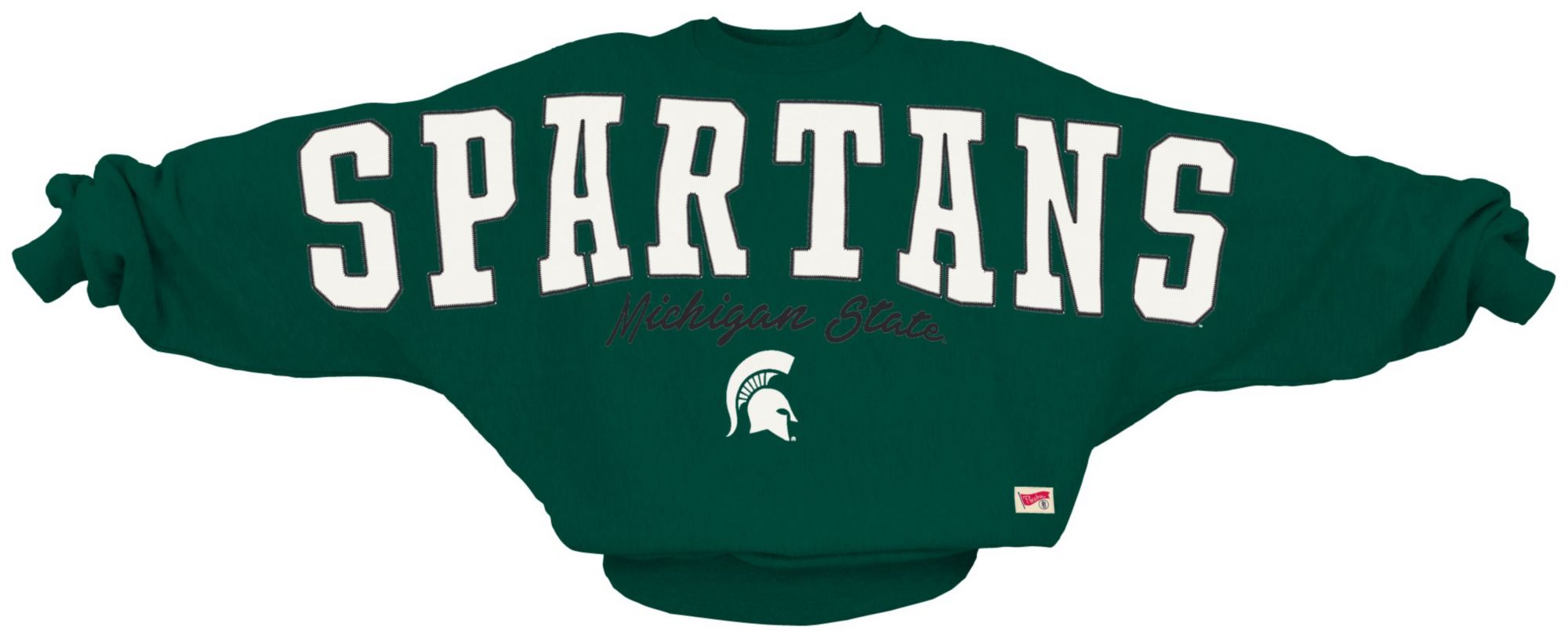 Pressbox Women's Michigan State Spartans Green Flannigan Crewneck Sweatshirt