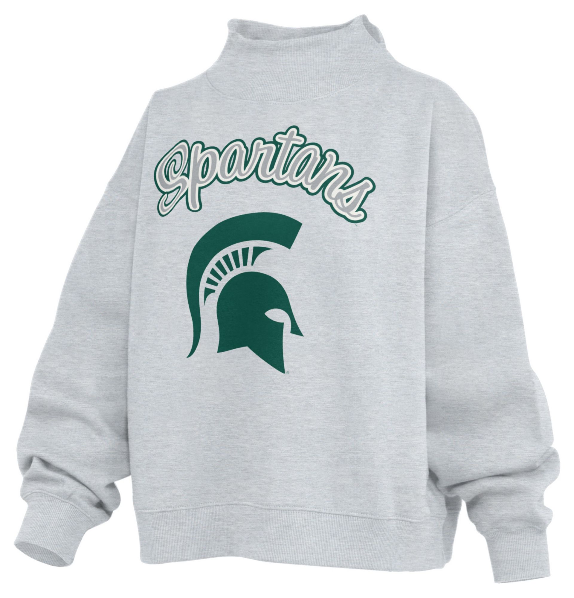Pressbox Women's Michigan State Spartans White Mock Neck Sweatshirt