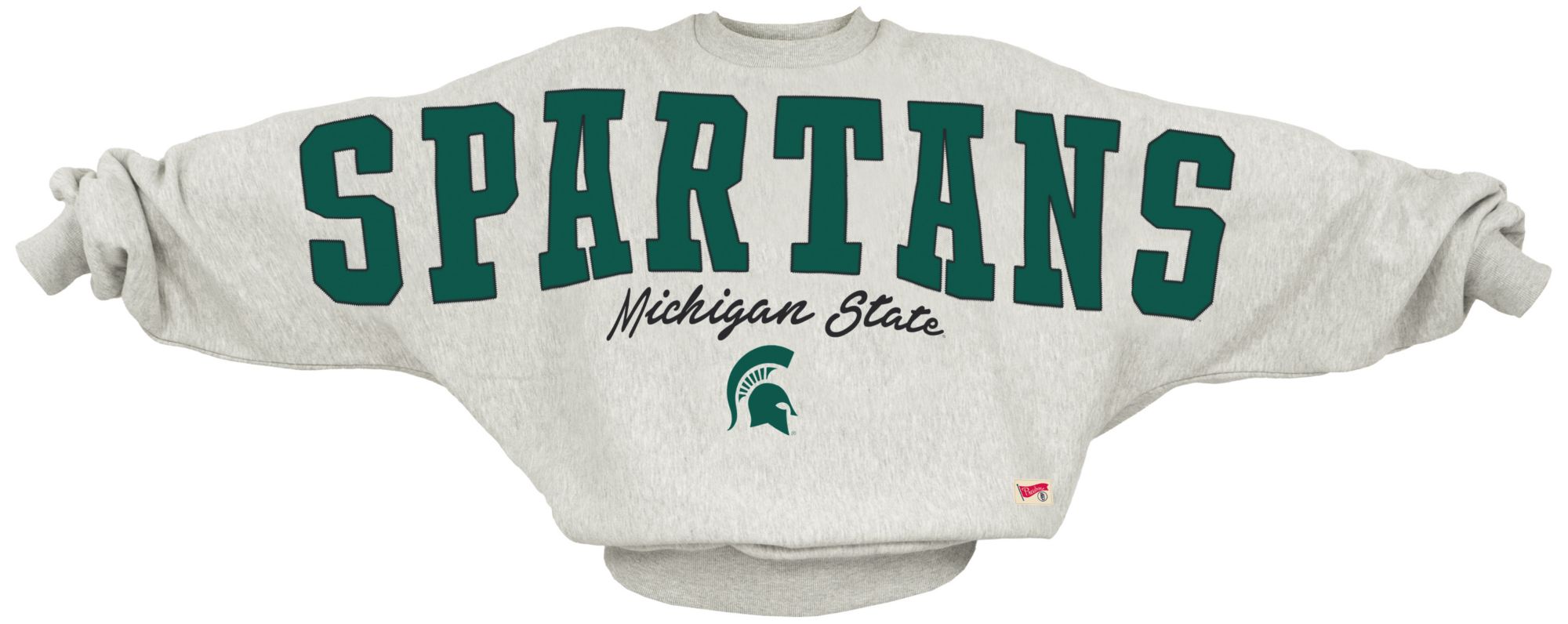 Pressbox Women's Michigan State Spartans White Flannigan Oversized Crewneck Sweatshirt