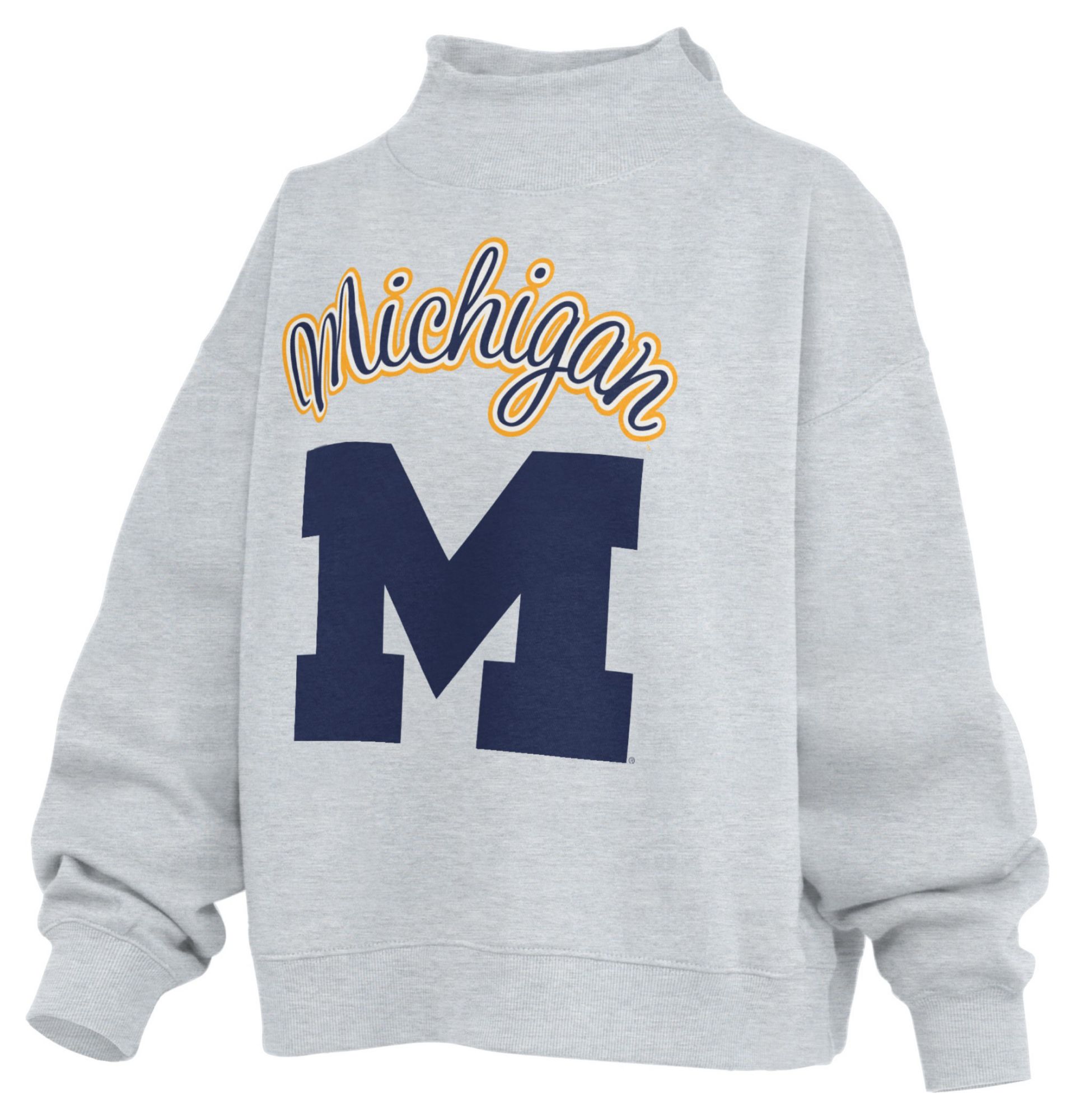 Pressbox Women's Michigan Wolverines White Mock Neck Sweatshirt