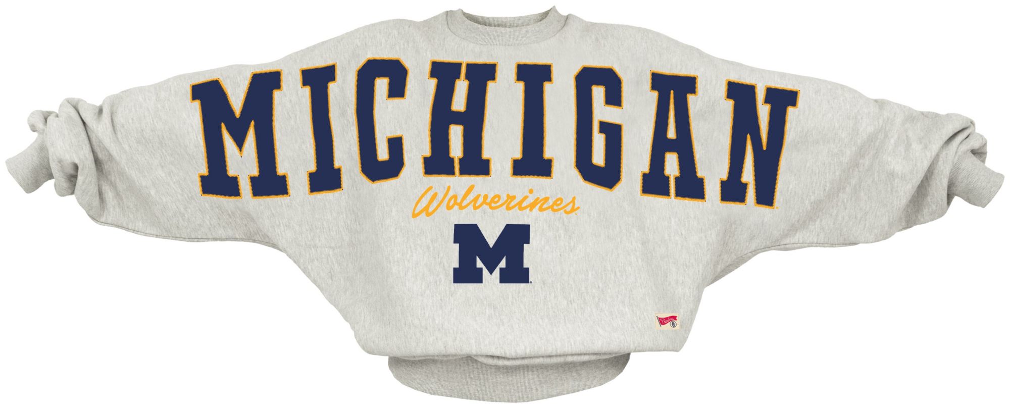 Pressbox Women's Michigan Wolverines White Flannigan Oversized Crewneck Sweatshirt