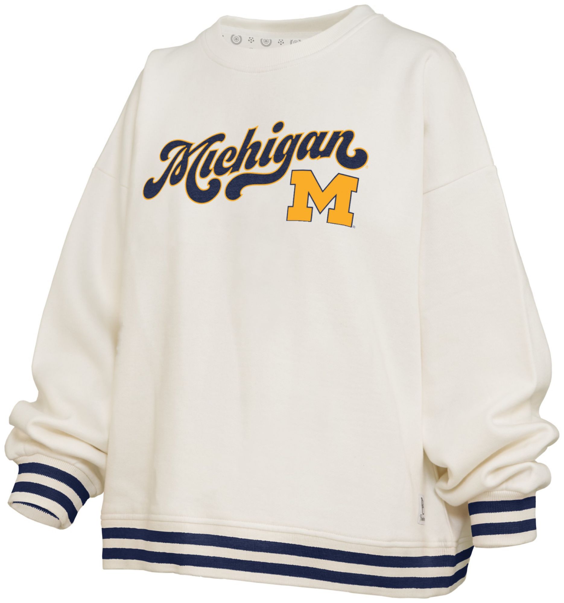 Pressbox Women's Michigan Wolverines White Chenille Crewneck Sweatshirt