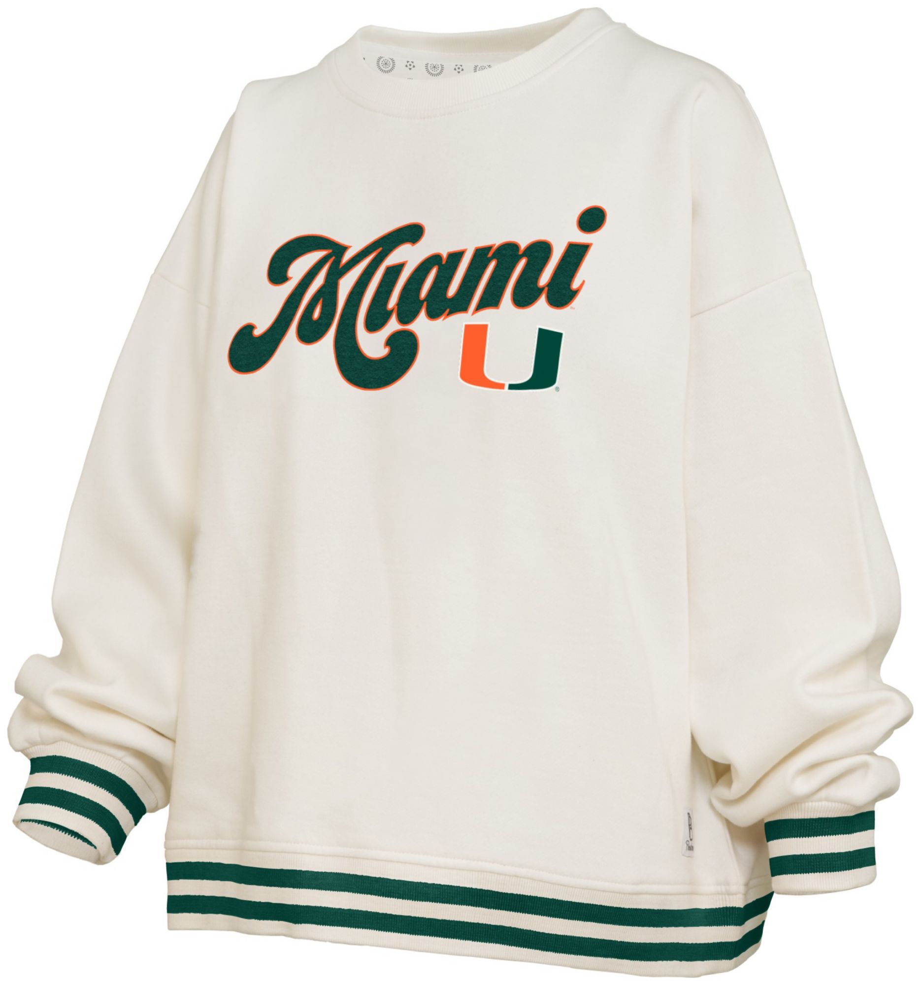 Pressbox Women's Miami Hurricanes White Chenille Crewneck Sweatshirt