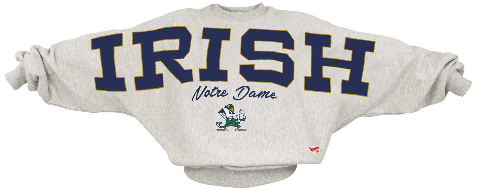 Pressbox Women's Notre Dame Fighting Irish White Flannigan Oversized Crewneck Sweatshirt