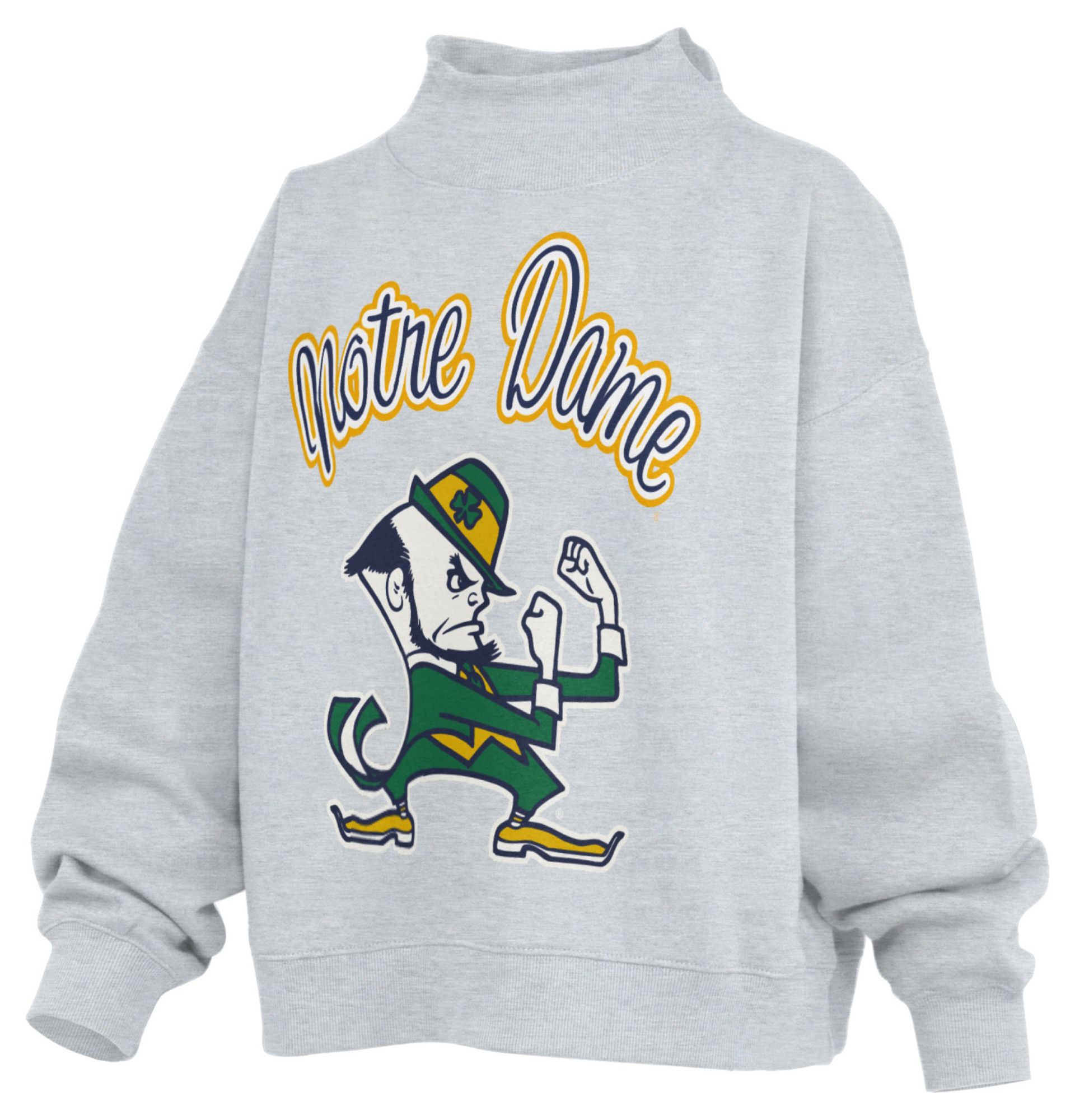 Pressbox Women's Notre Dame Fighting Irish White Mock Neck Sweatshirt