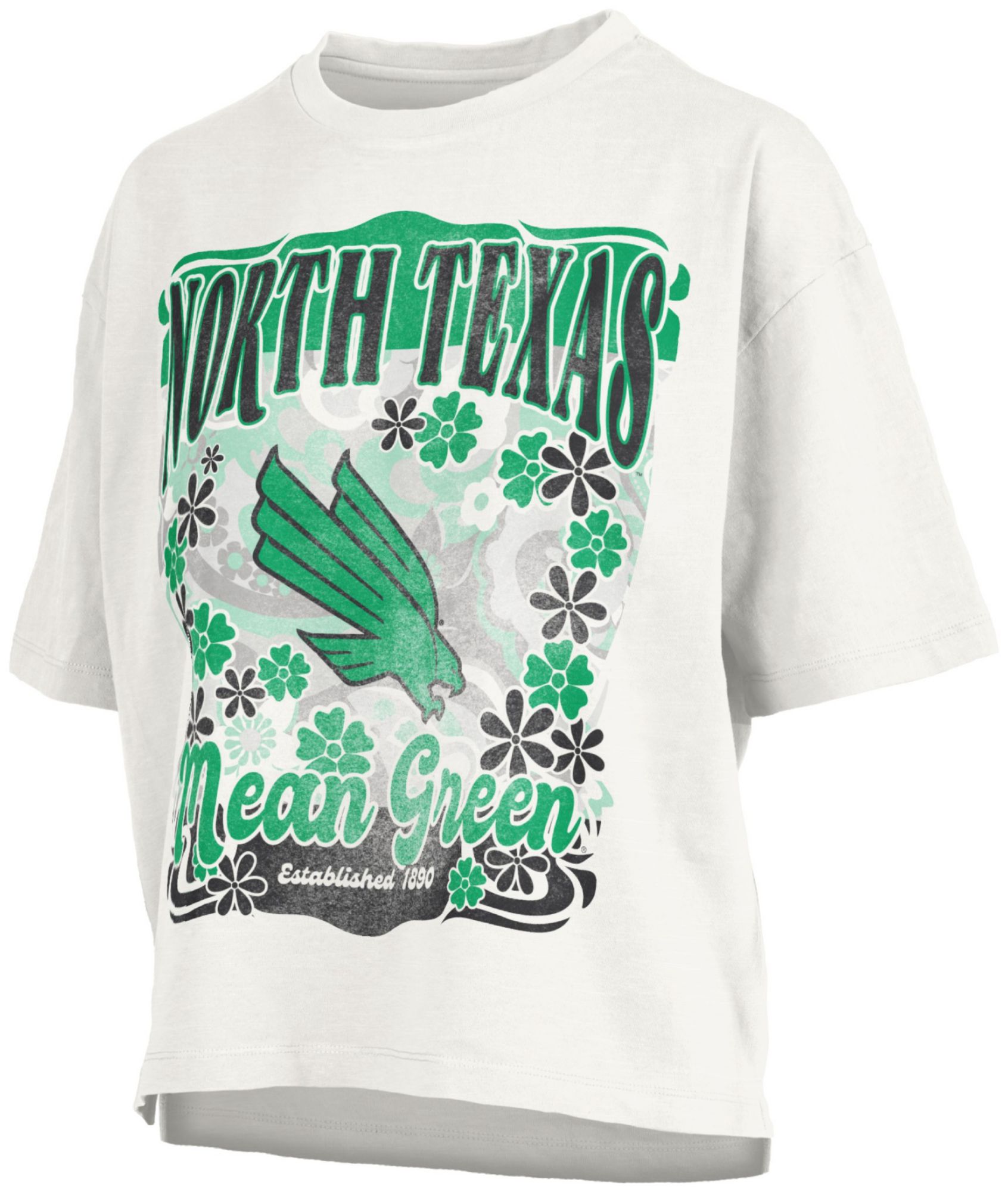 Pressbox Women's North Texas Mean Green White Marley T-Shirt