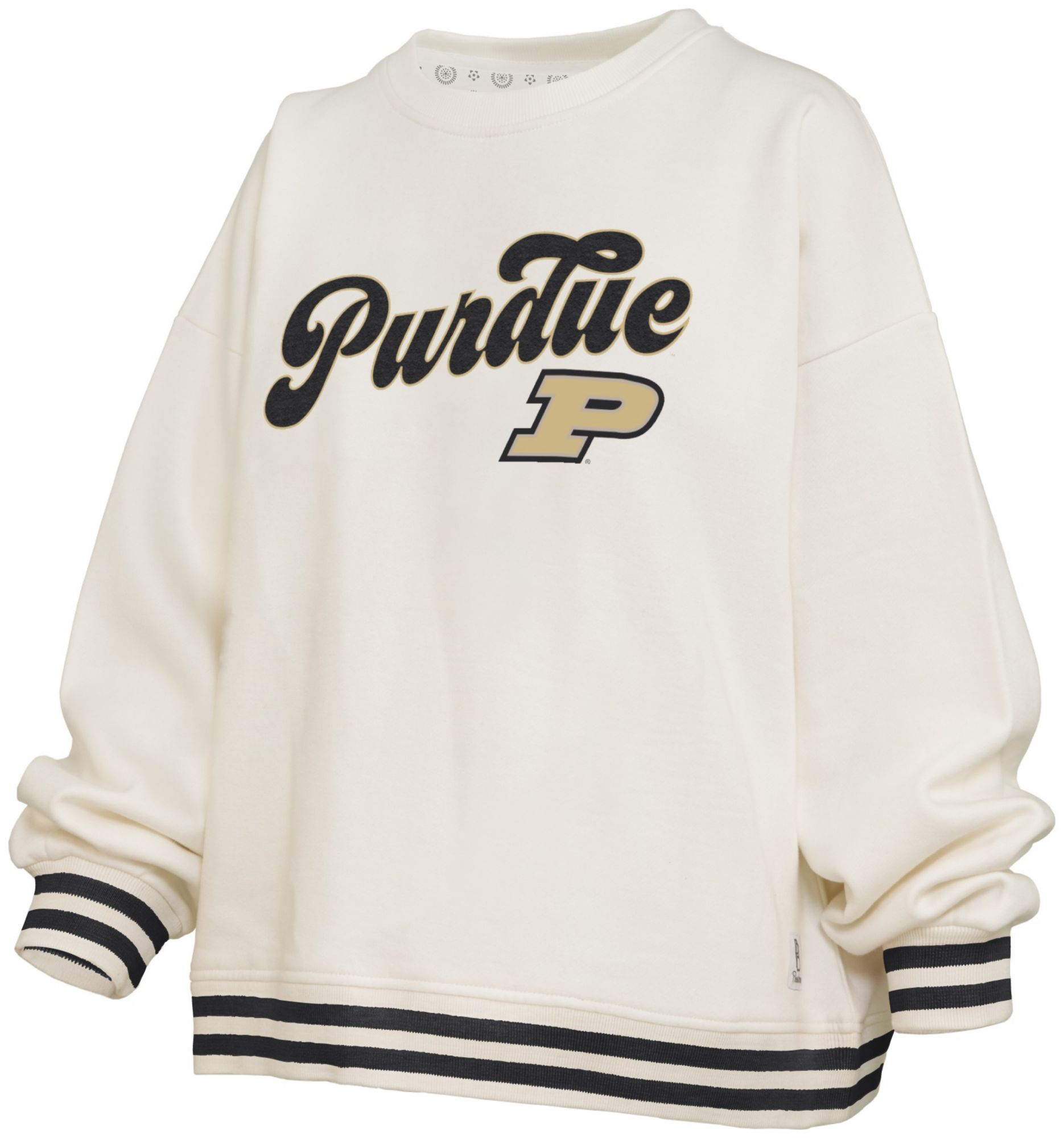 Pressbox Women's Purdue Boilermakers White Chenille Crewneck Sweatshirt