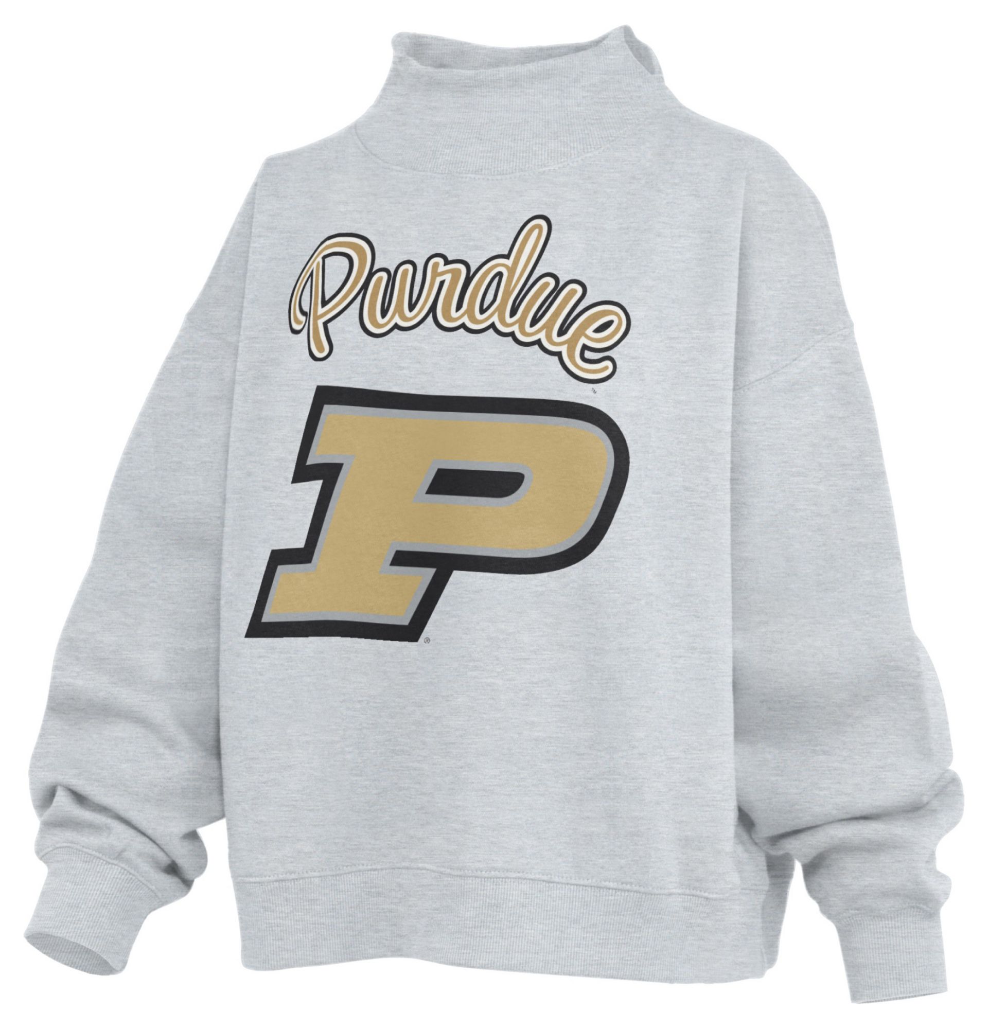 Pressbox Women's Purdue Boilermakers White Mock Neck Sweatshirt