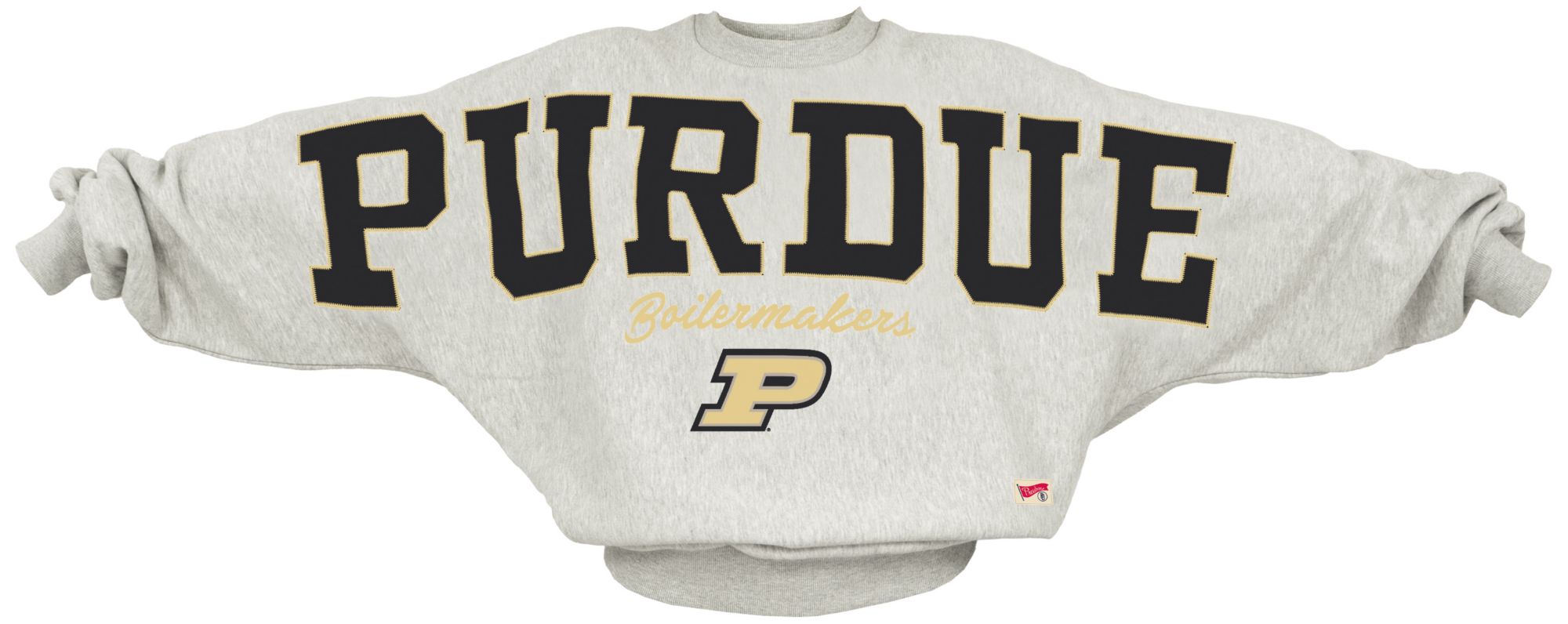 Pressbox Women's Purdue Boilermakers White Flannigan Oversized Crewneck Sweatshirt