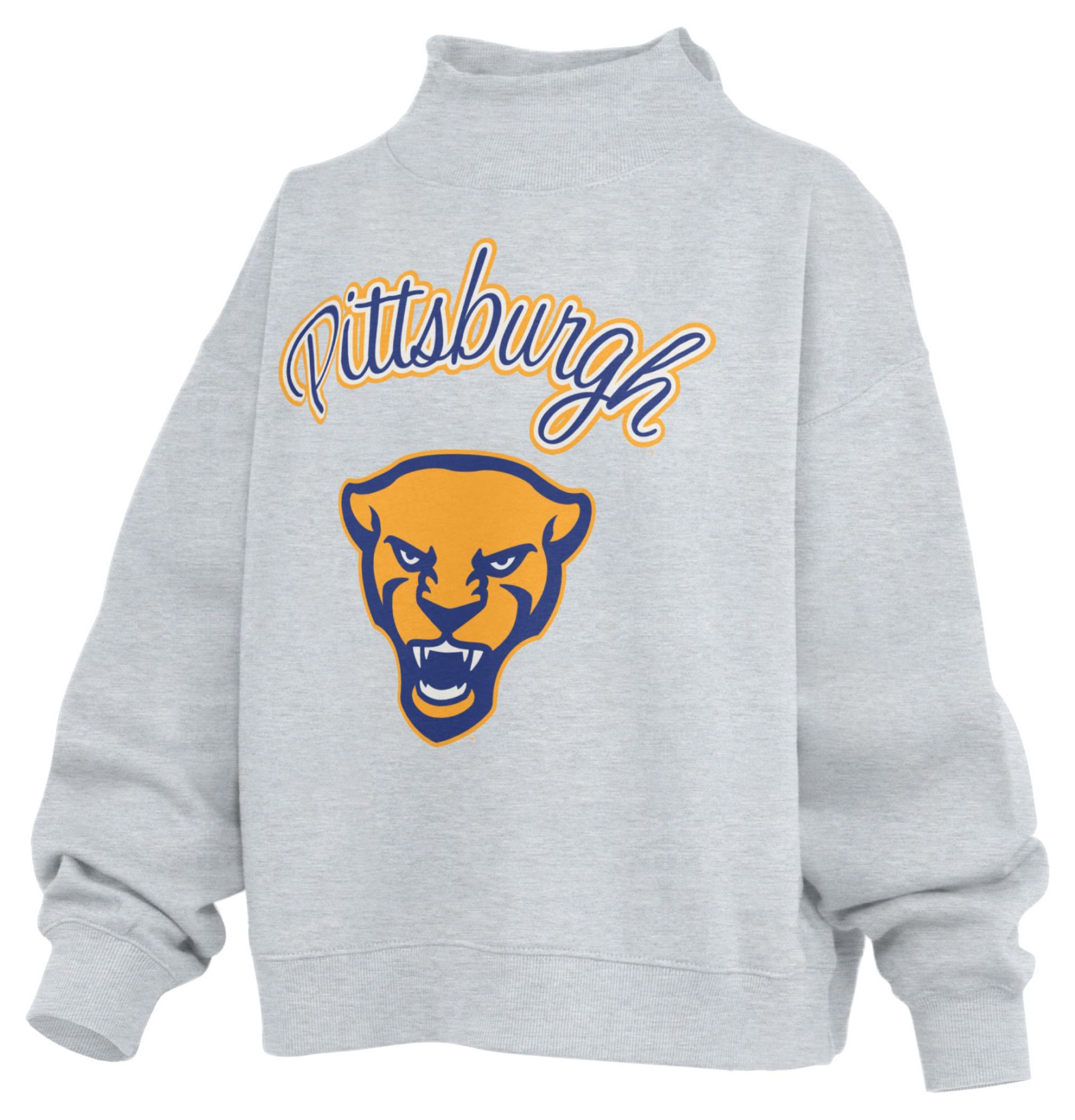 Pressbox Women's Pitt Panthers White Mock Neck Sweatshirt