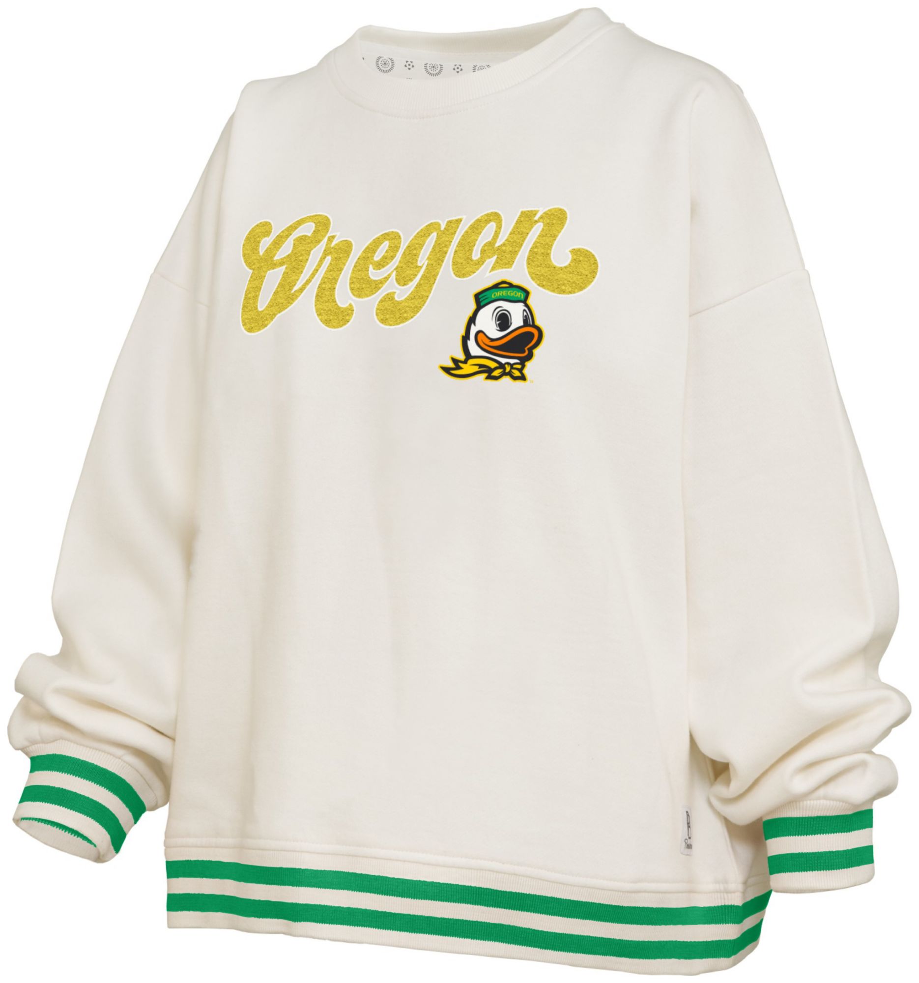 Pressbox Women's Oregon Ducks White Chenille Crewneck Sweatshirt