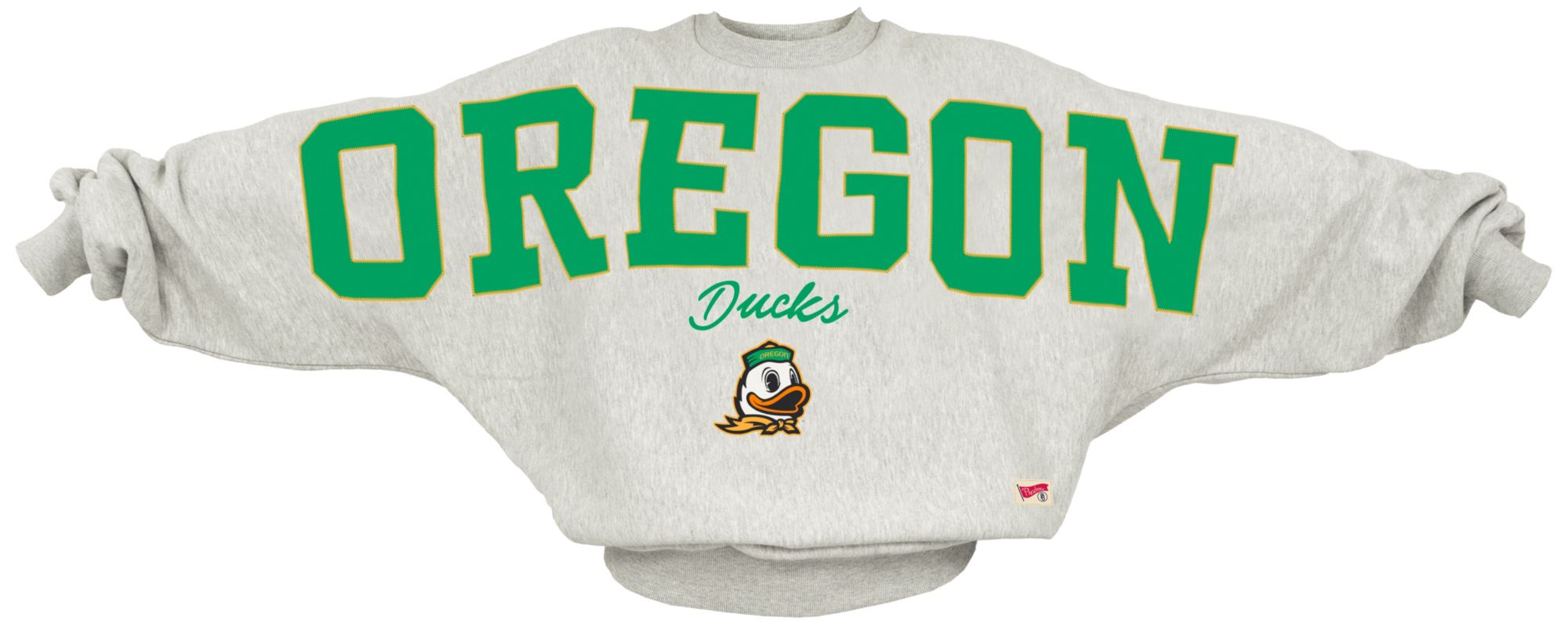 Pressbox Women's Oregon Ducks White Flannigan Crewneck Pullover Sweatshirt