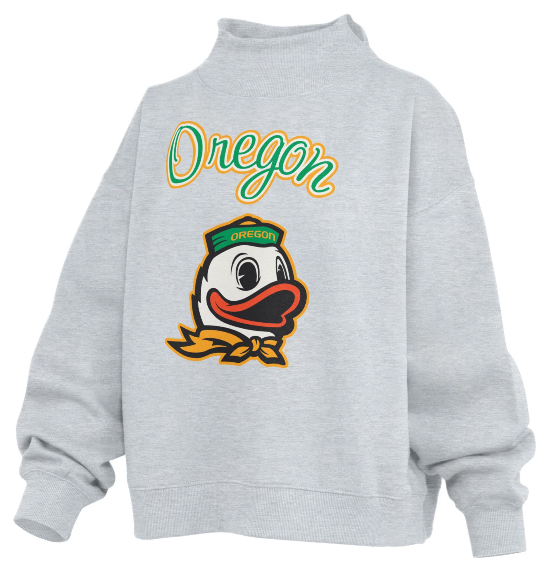 Pressbox Women's Oregon Ducks White Mock Neck Sweatshirt