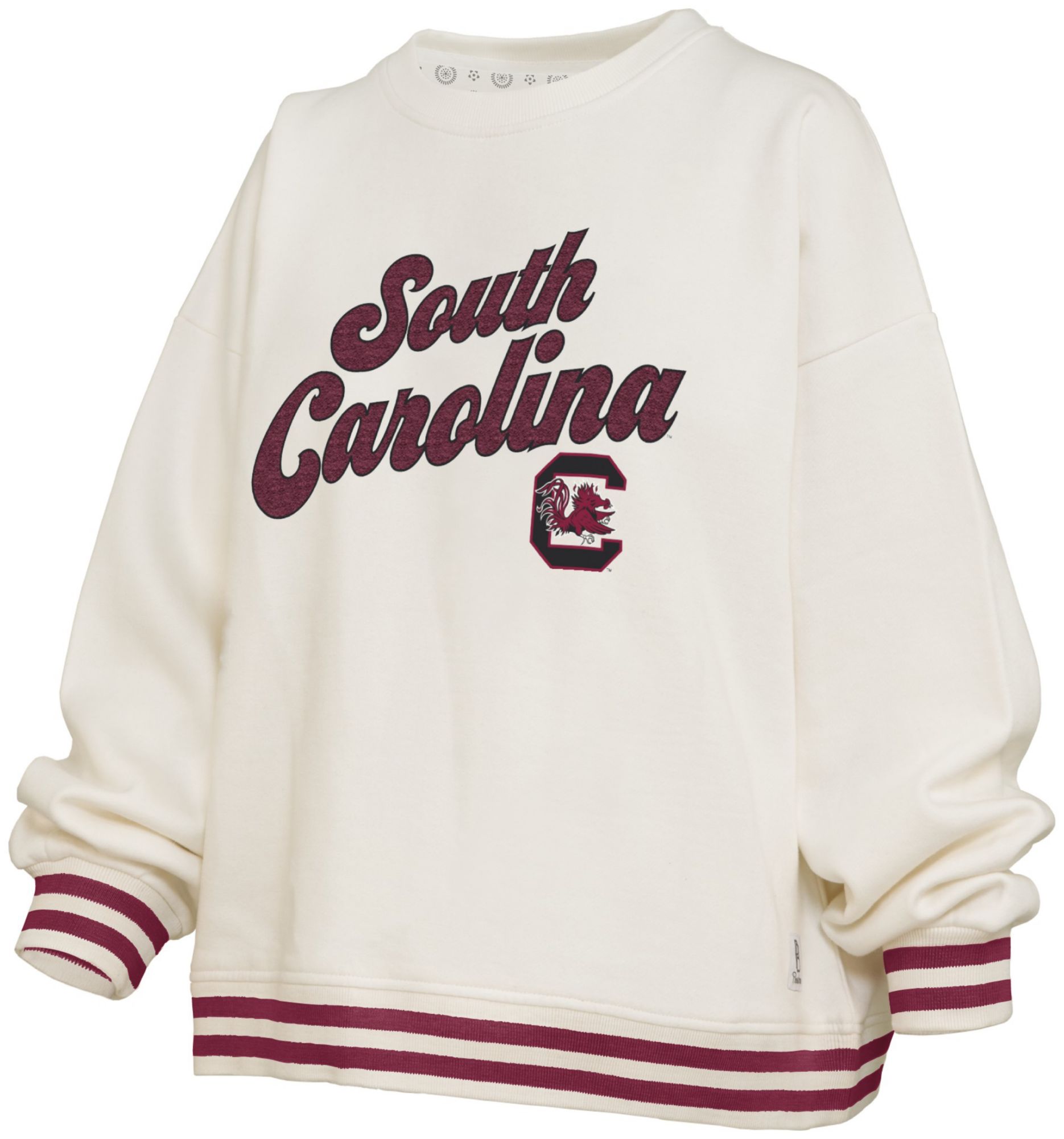 Pressbox Women's South Carolina Gamecocks White Chenille Crewneck Sweatshirt