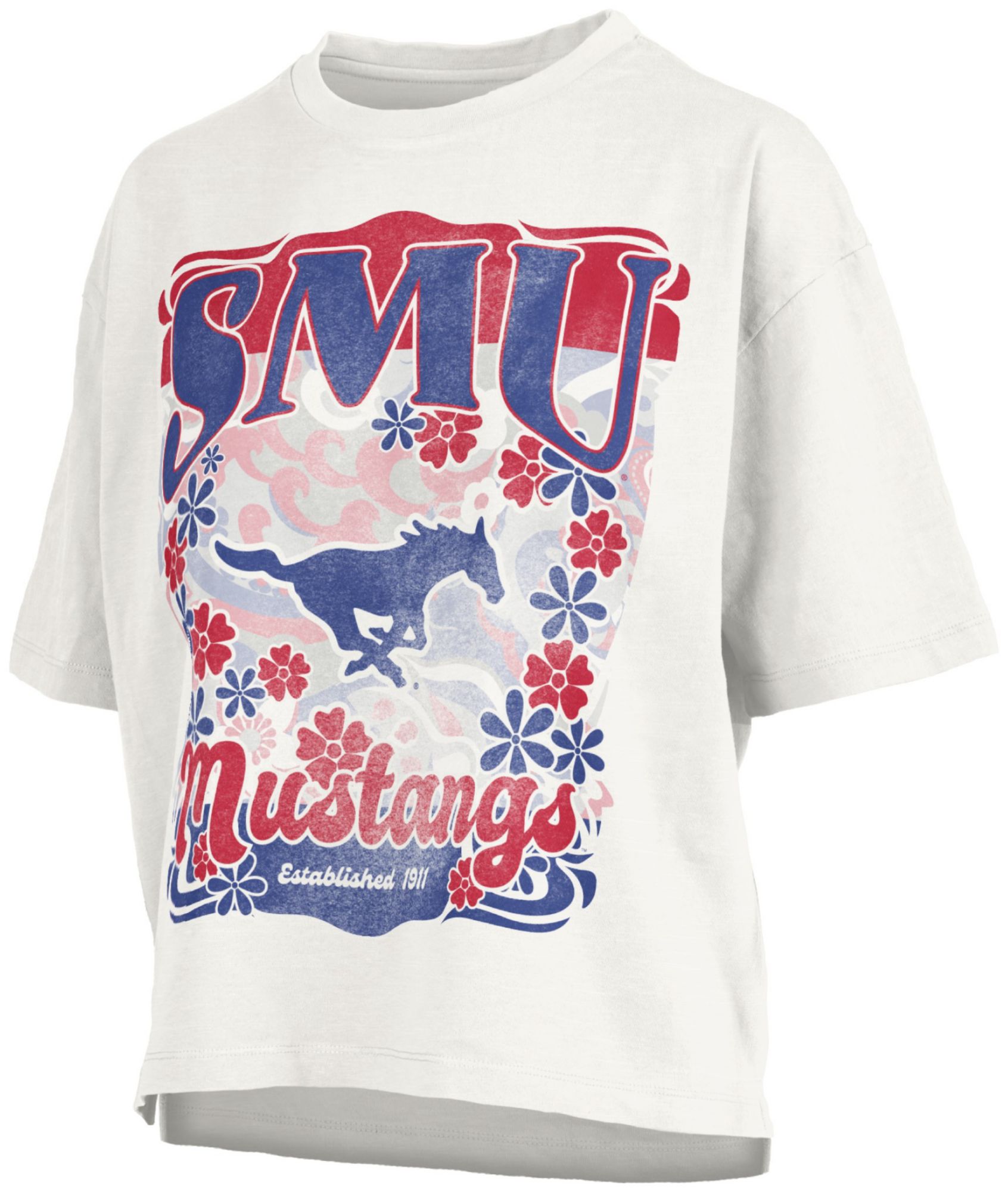 Pressbox Women's Southern Methodist Mustangs White Marley T-Shirt