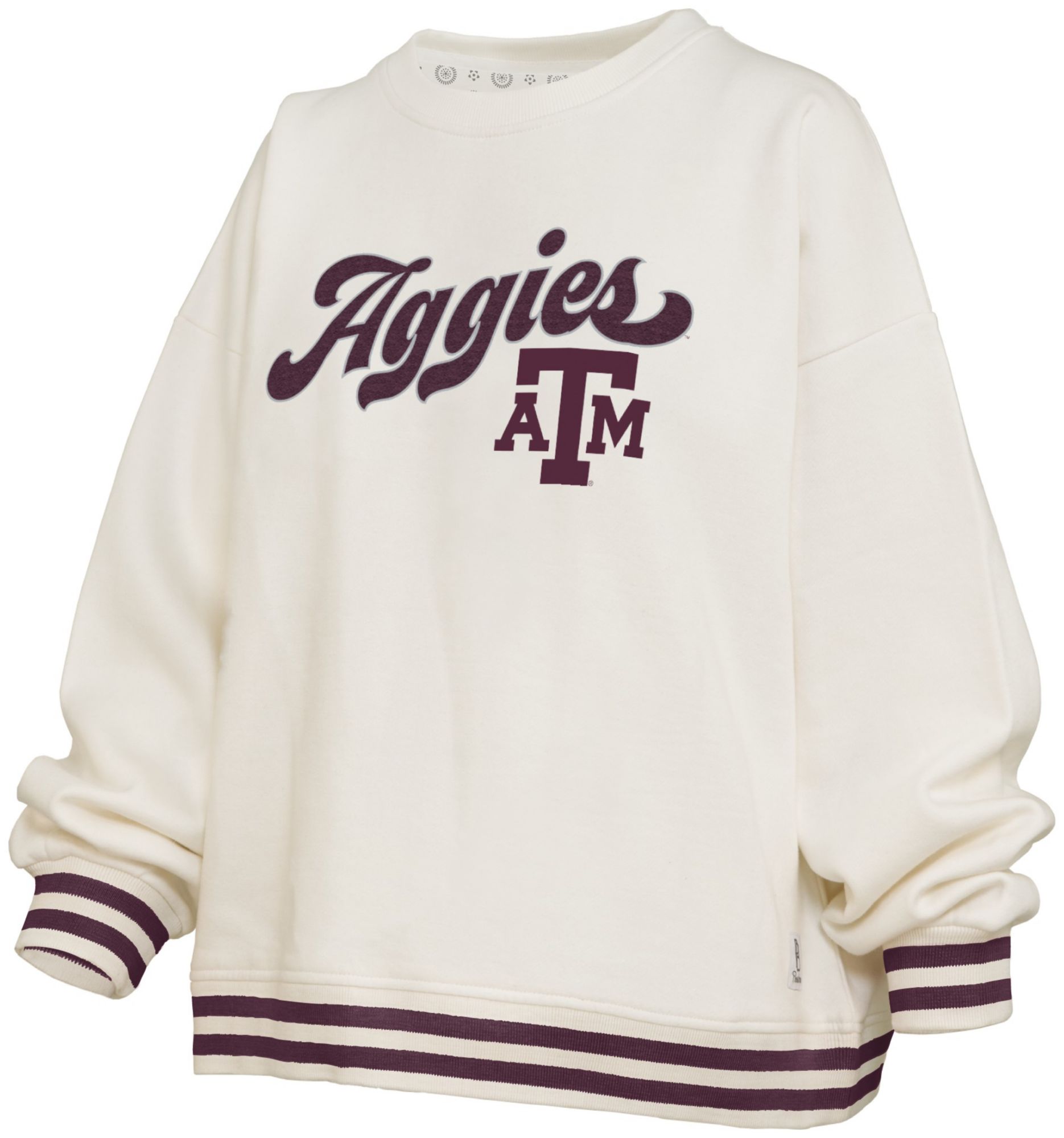 Pressbox Women's Texas A&amp;M Aggies White Chenille Crewneck Sweatshirt