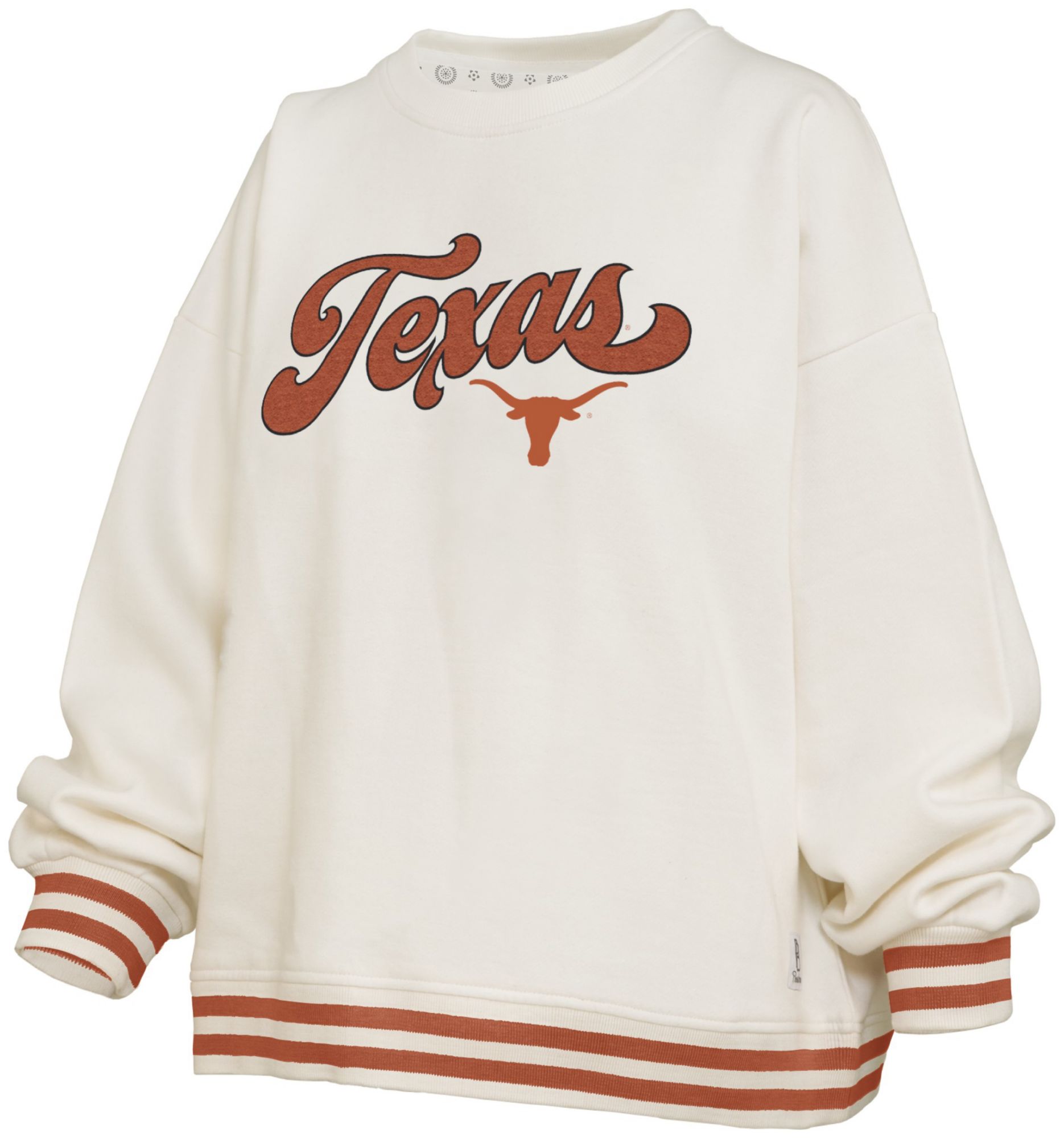 Pressbox Women's Texas Longhorns White Chenille Crewneck Sweatshirt, XL