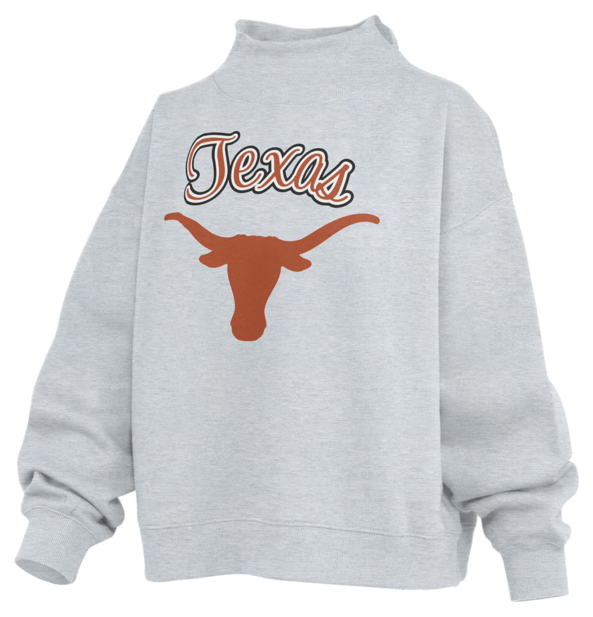Pressbox Women's Texas Longhorns White Mock Neck Sweatshirt