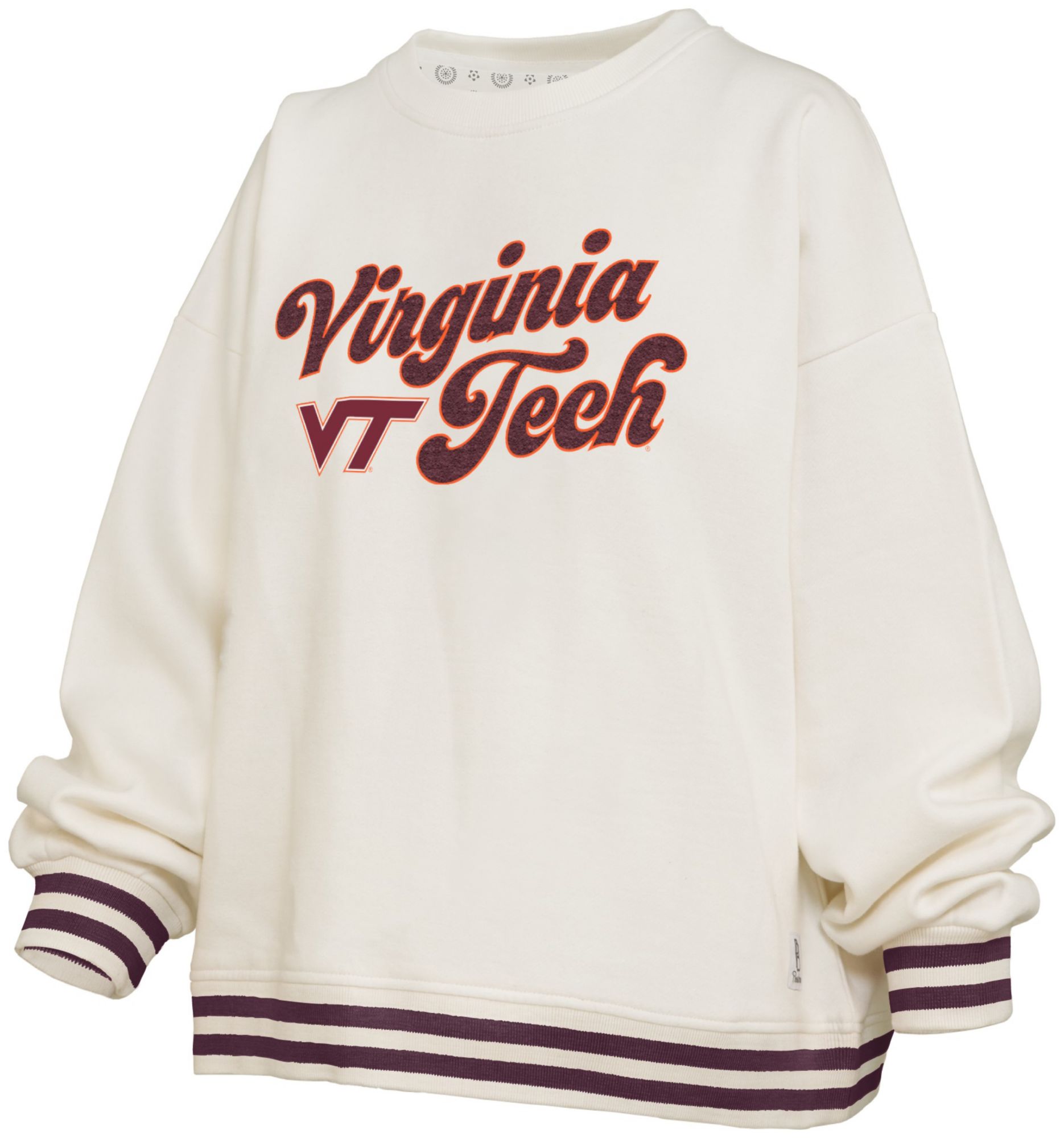 Pressbox Women's Virginia Tech Hokies White Chenille Crewneck Sweatshirt