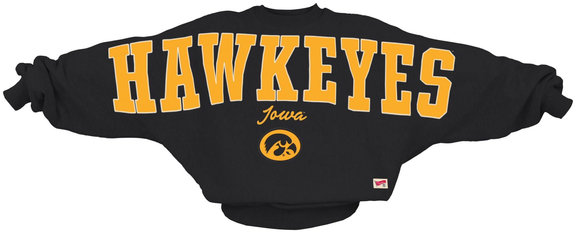 Pressbox Women's Iowa Hawkeyes Black Flannigan Oversized Crewneck Sweatshirt
