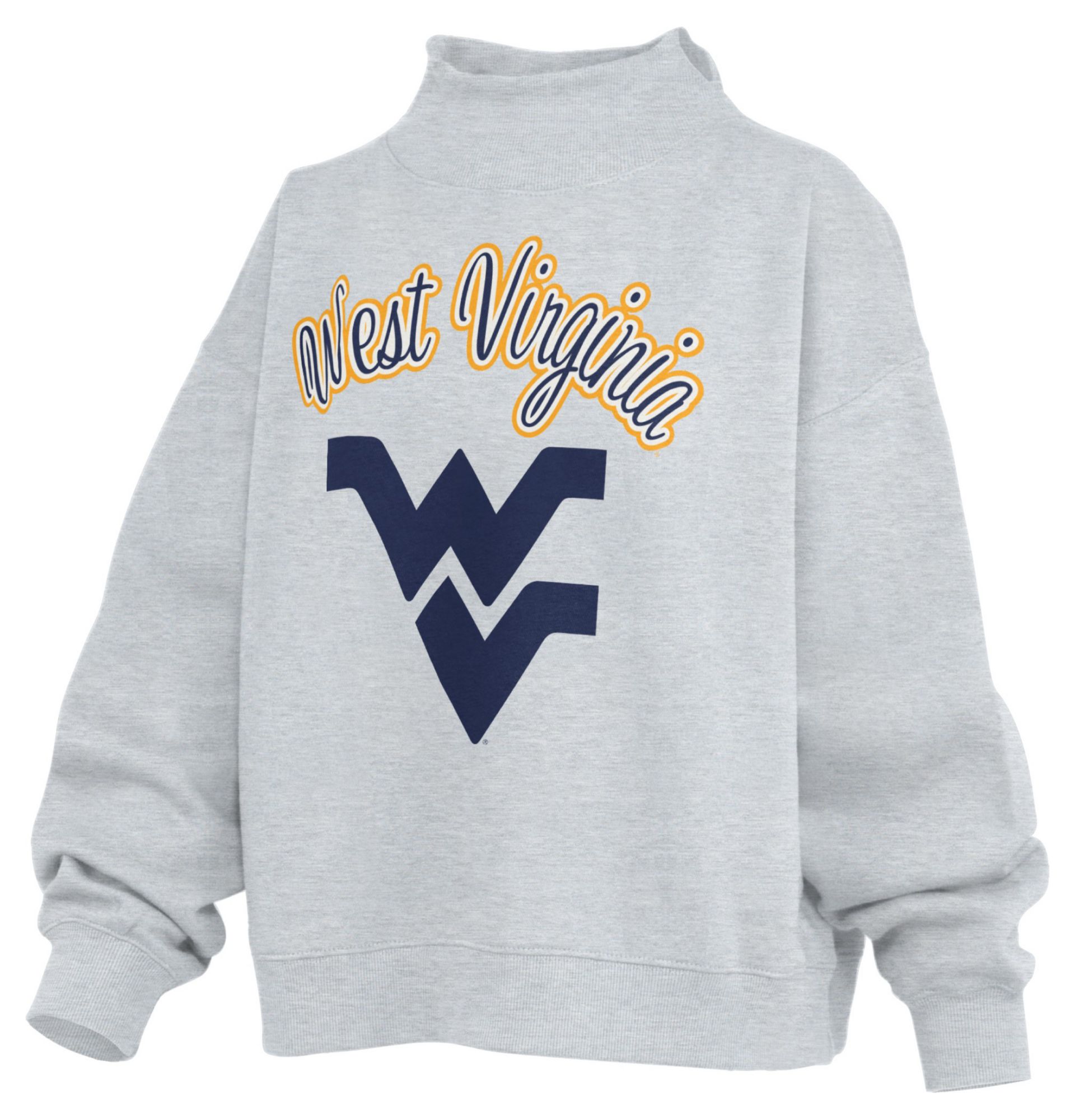 Pressbox Women's West Virginia Mountaineers White Mock Neck Sweatshirt
