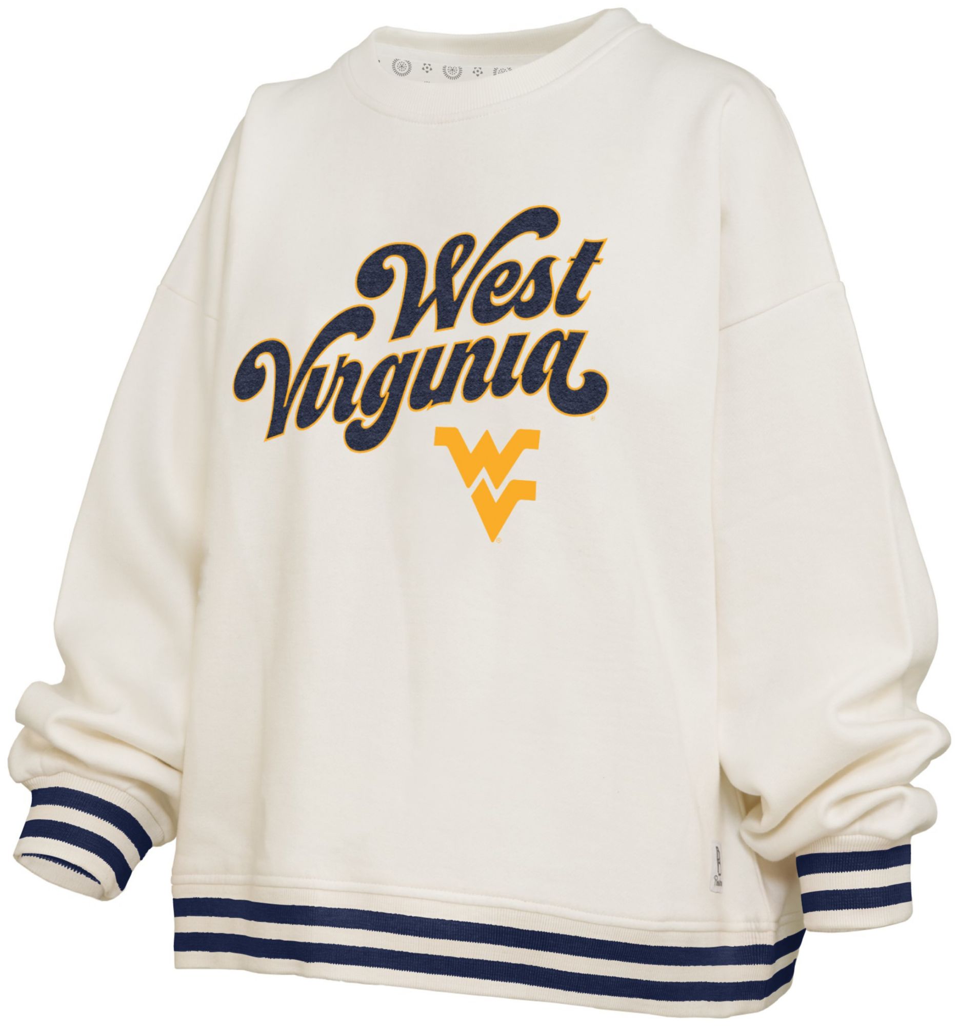 Pressbox Women's West Virginia Mountaineers White Chenille Crewneck Sweatshirt