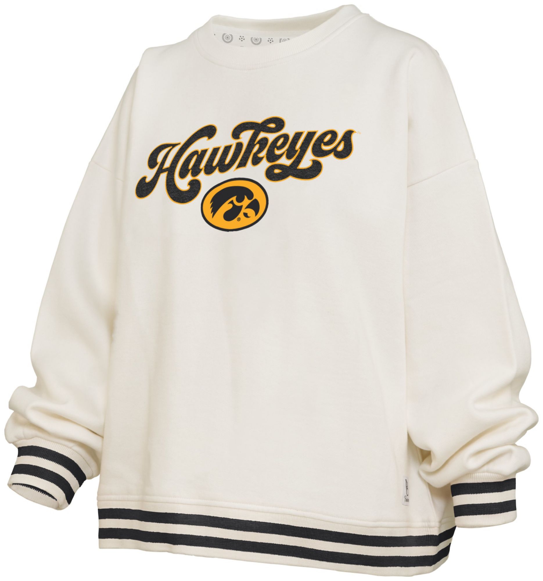 Pressbox Women's Iowa Hawkeyes White Chenille Crewneck Sweatshirt, XL