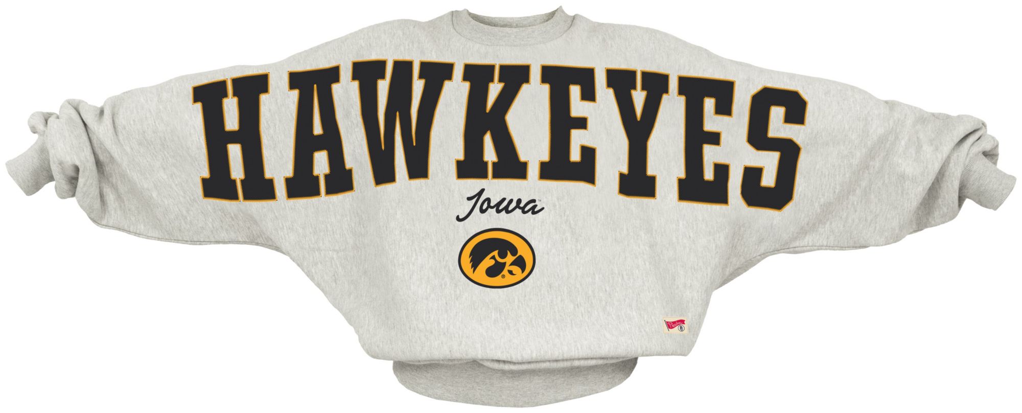 Pressbox Women's Iowa Hawkeyes White Flannigan Oversized Crewneck Sweatshirt