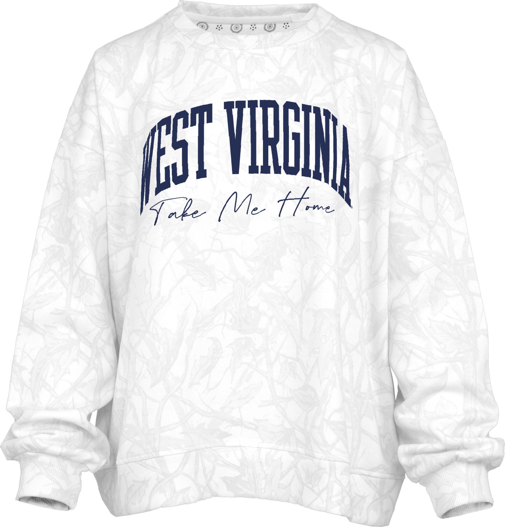 Pressbox Women's West Virginia Mountaineers Camo Crewneck Sweatshirt