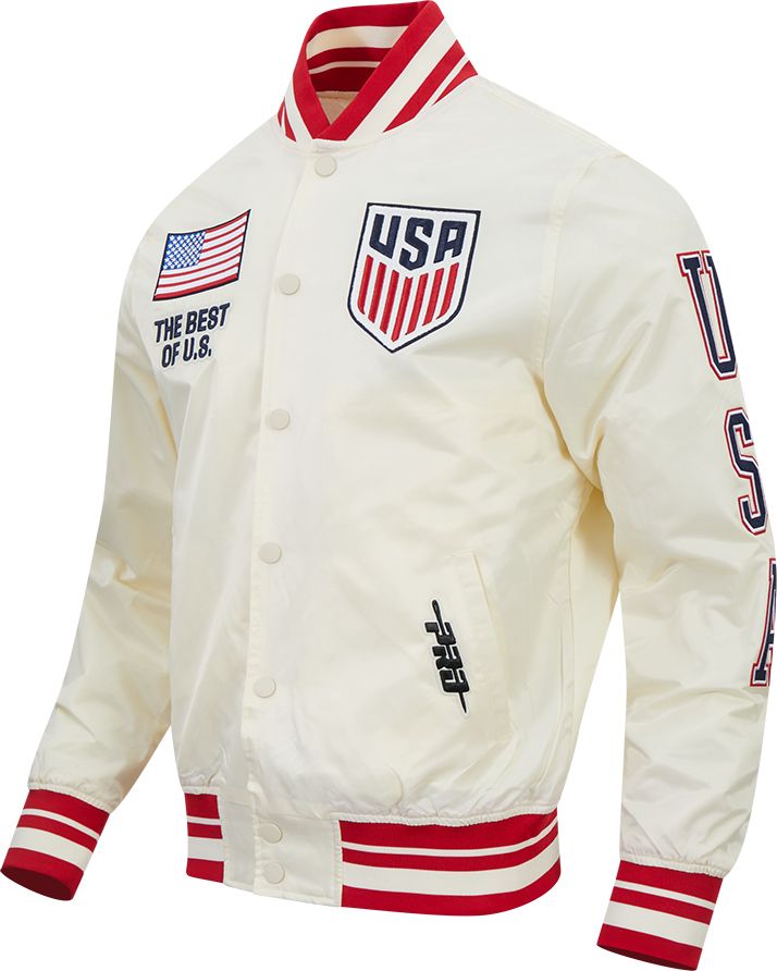 Pro Standard Adult USMNT Off White Chenille Satin Jacket