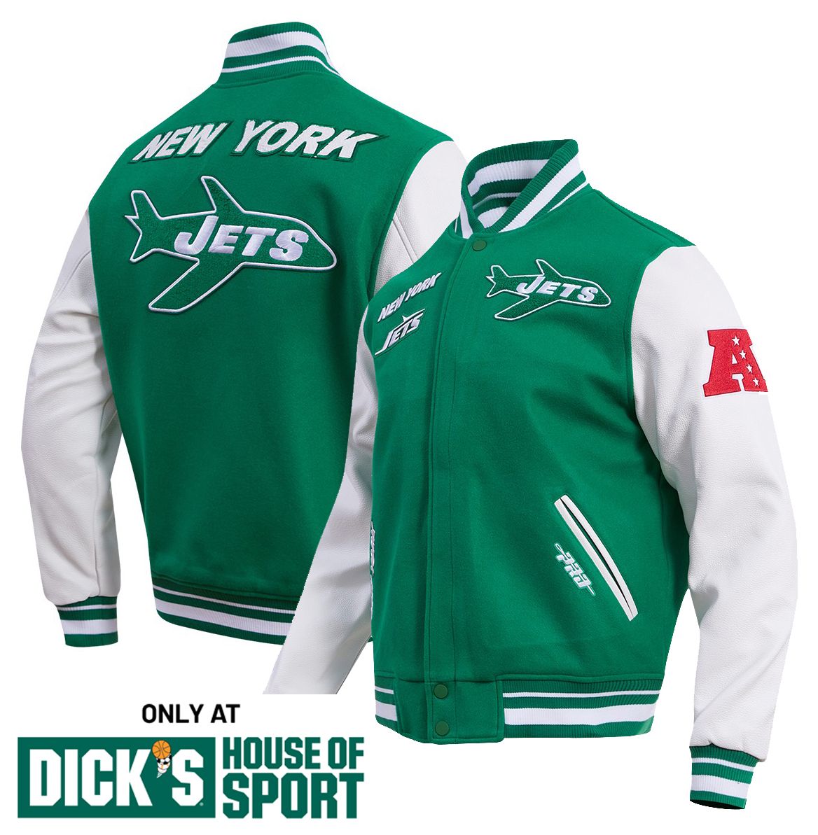 Pro Standard Men's New York Jets Midnight Green Retro Classic Varsity Jacket