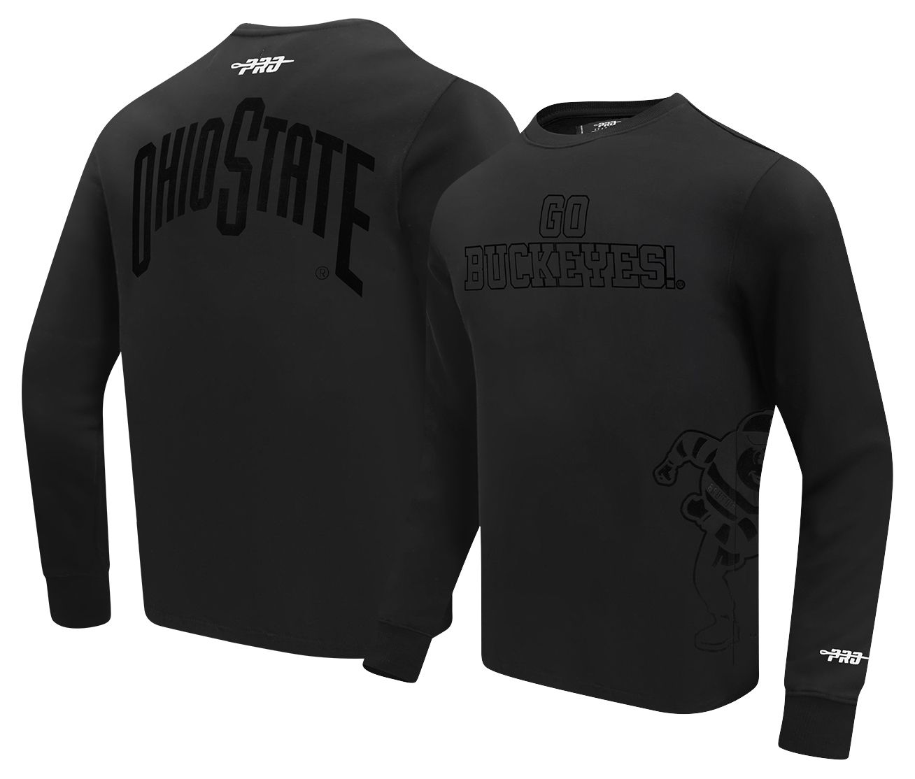 Pro Standard Men's Ohio State Buckeyes Black Color Out Long Sleeve Shirt