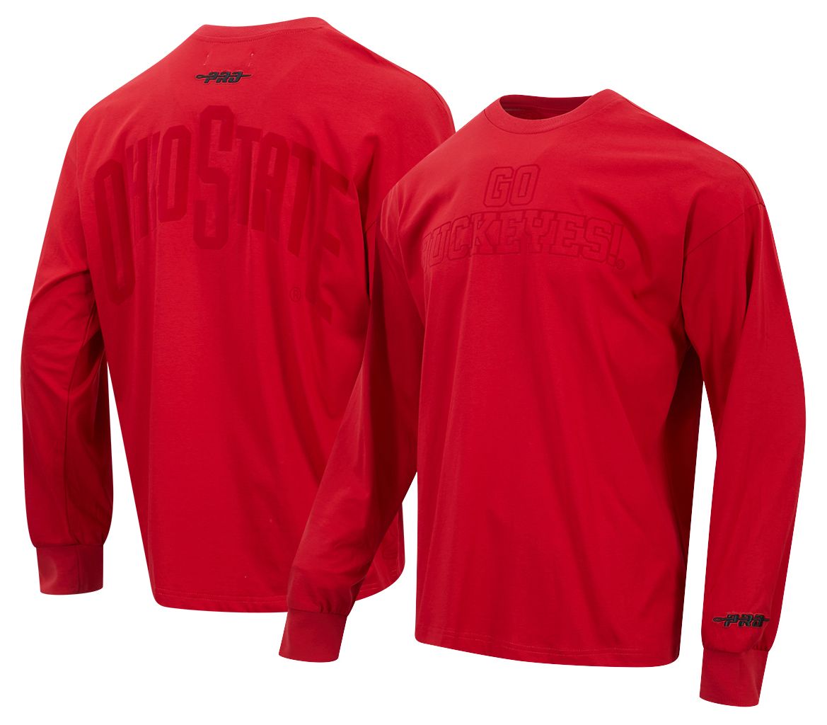 Pro Standard Men's Ohio State Buckeyes Red Color Out Long Sleeve Shirt