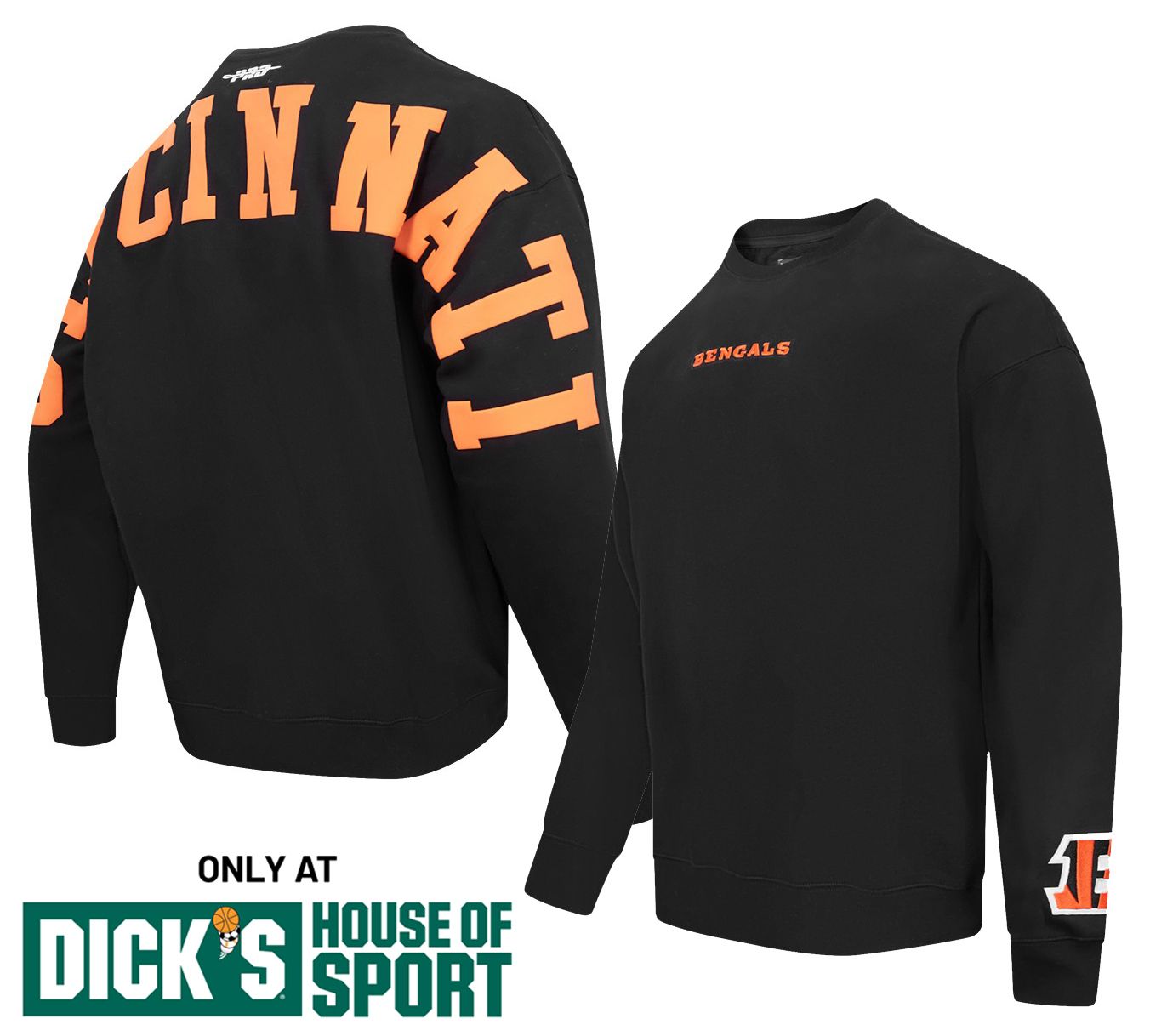 Pro Standard Men's Cincinnati Bengals Black Wingspan Crewneck Sweatshirt
