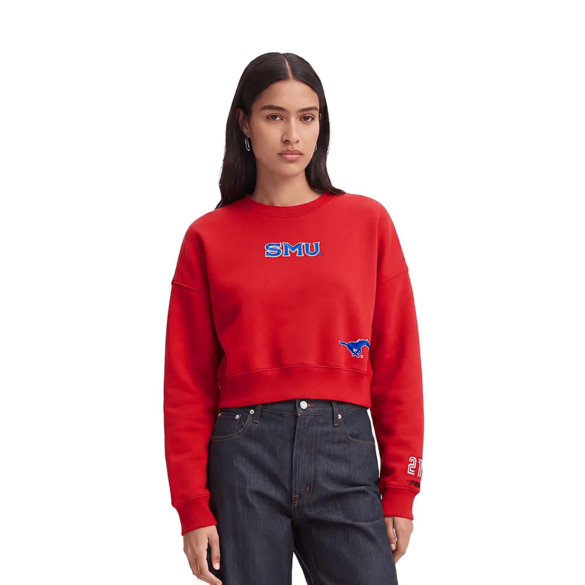 Pro Standard Women's Southern Methodist Mustangs Wingspan Crewneck Sweatshirt