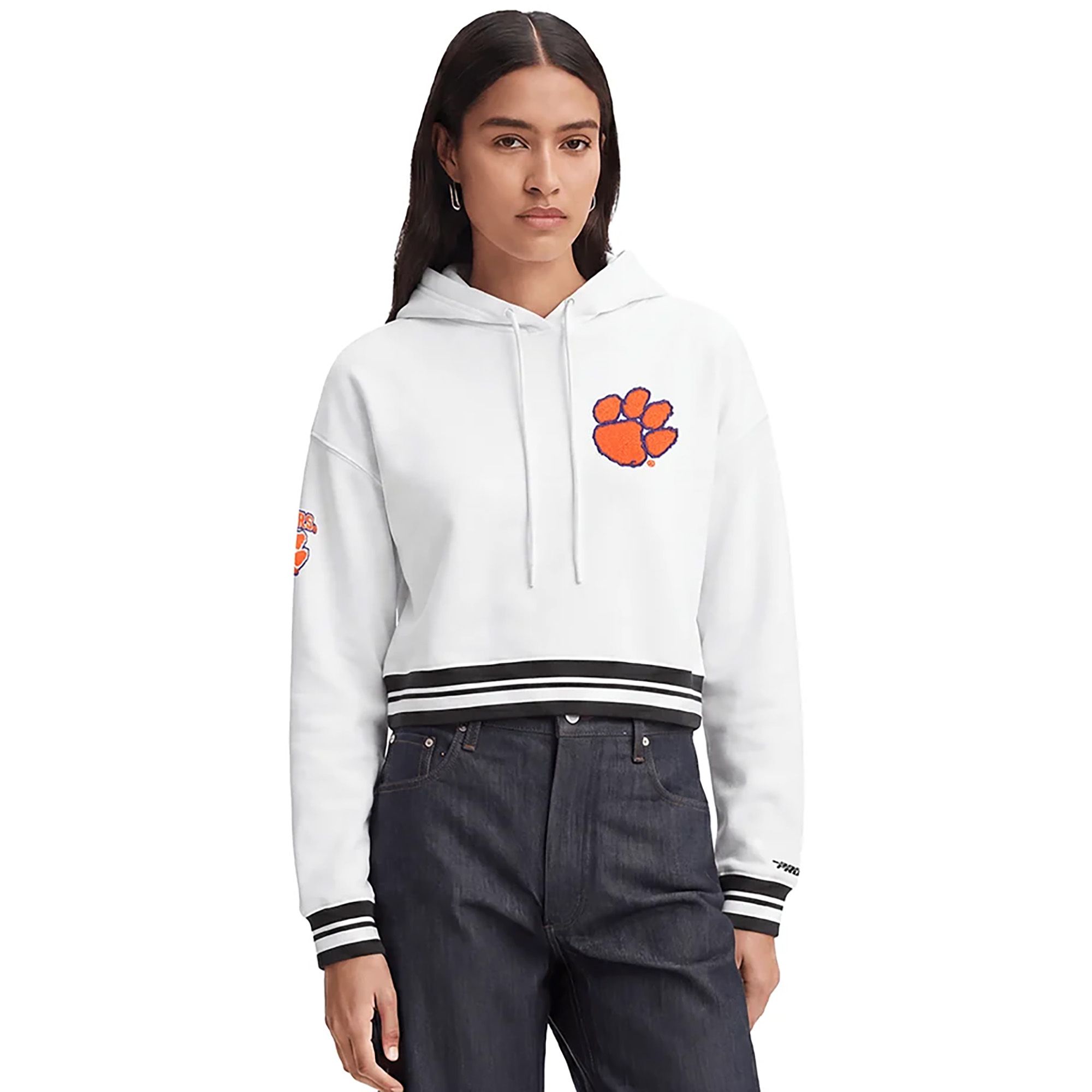 Pro Standard Women's Clemson Tigers Classic Chenille Cropped Hoodie