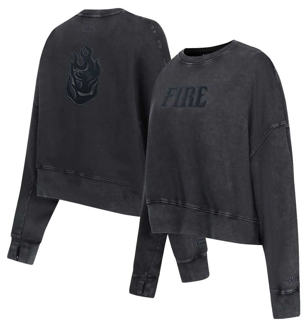 Pro Standard Women's Portland Fire Washed Black Washed Fleece Crewneck Sweatshirt