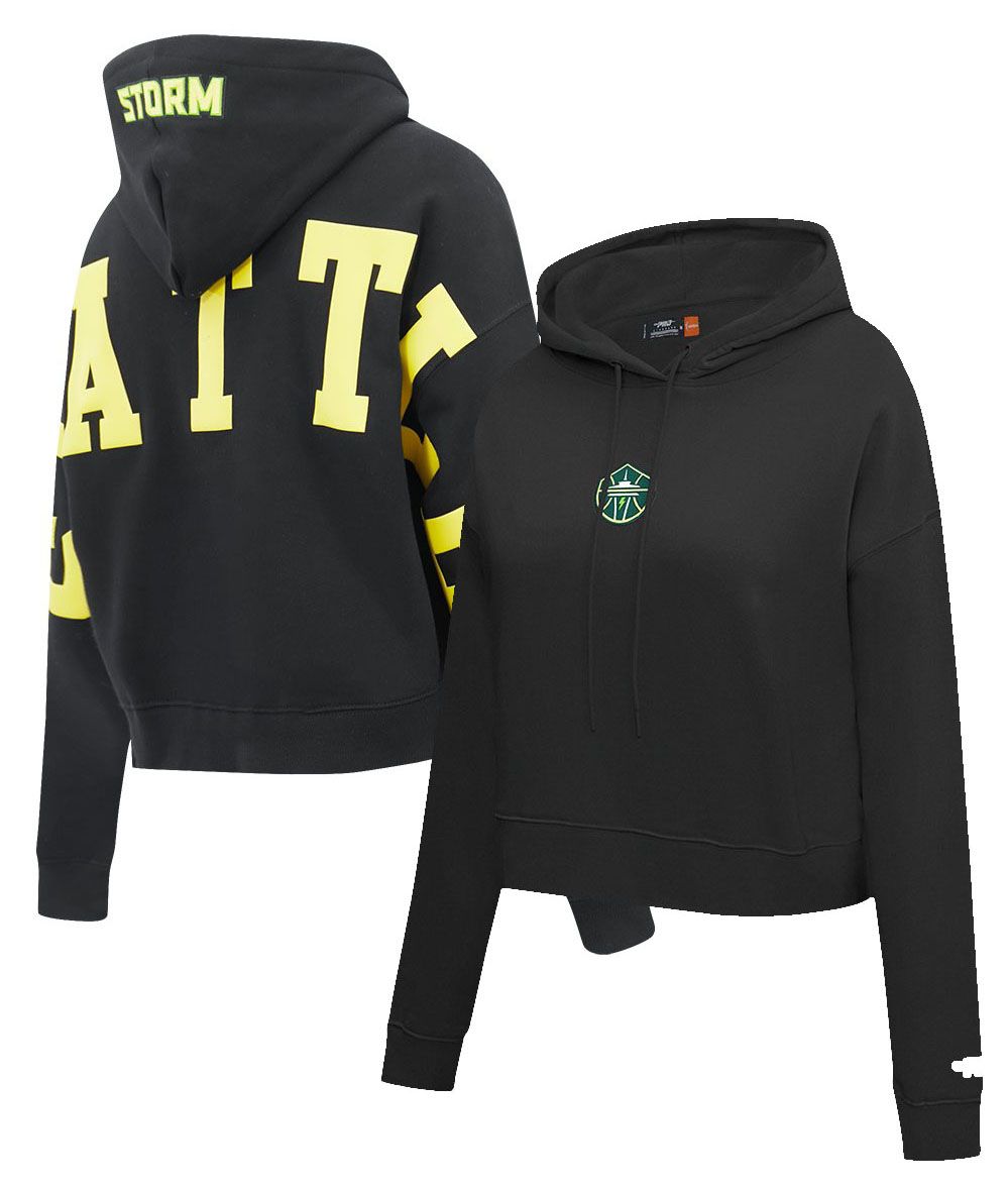 Pro Standard Women's Seattle Storm Black Wingspan Cropped Hoodie