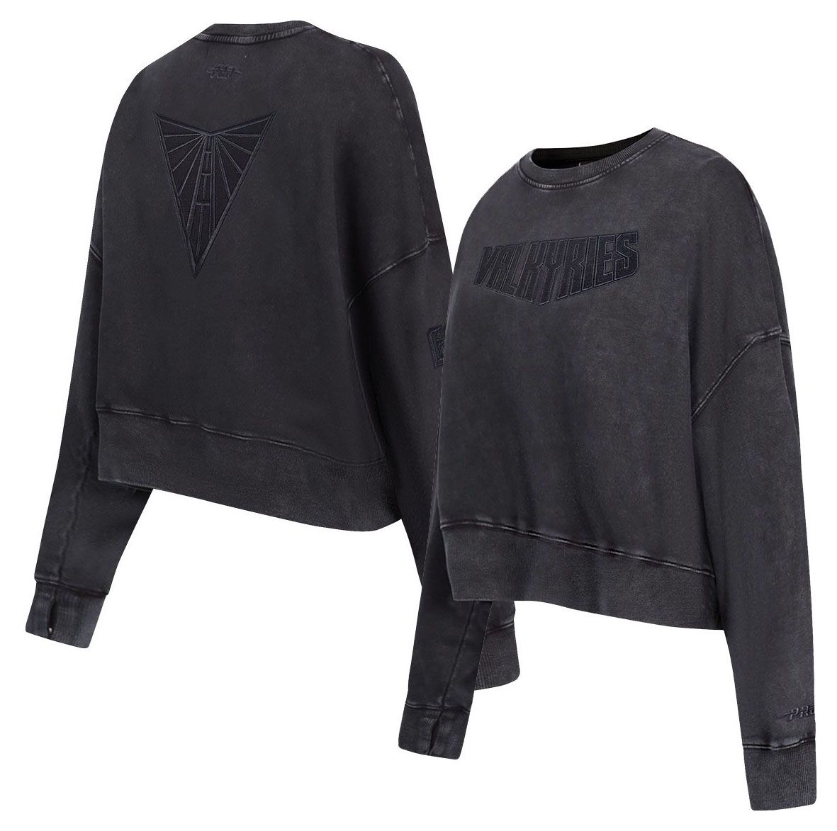 Pro Standard Women's Golden State Valkyries Washed Black Washed Fleece Crewneck Sweatshirt